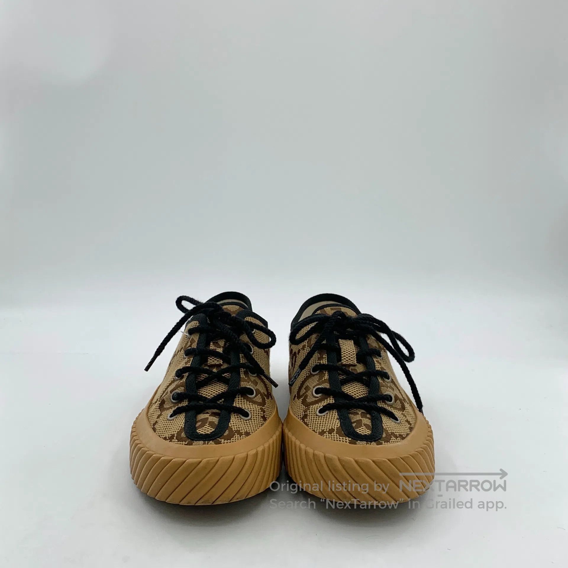 Gucci Guicci Dark brown double G jacquard laced casual flat shoe Size US 8 / EU 41 - 3 Thumbnail
