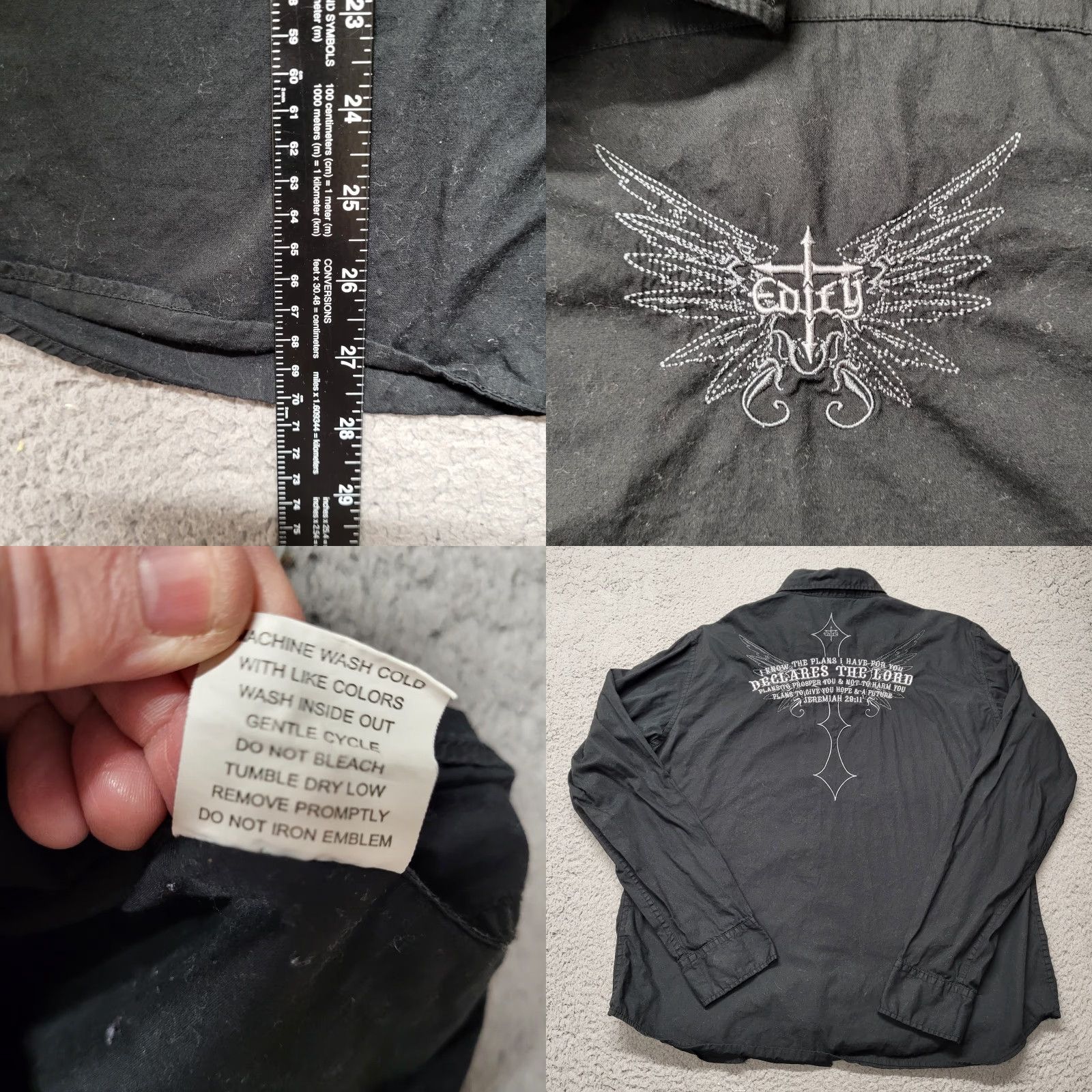 Vintage Edify Black Shirt Men’s Large Snap Down Jeremiah 29:11 Embroidered Western Shirt Mens Casual Western Size US L / EU 52-54 / 3 - 8 Thumbnail