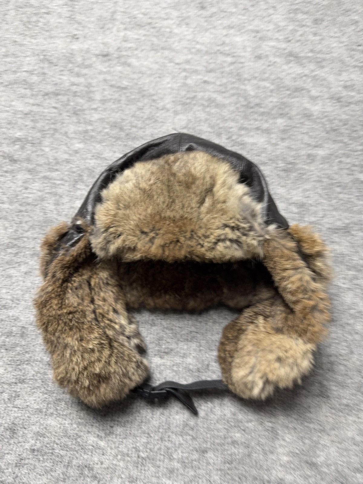 Japanese Brand 90s Vintage Aviator Leather Trapper Hat Real Fur Ushanka S Size ONE SIZE - 4 Thumbnail