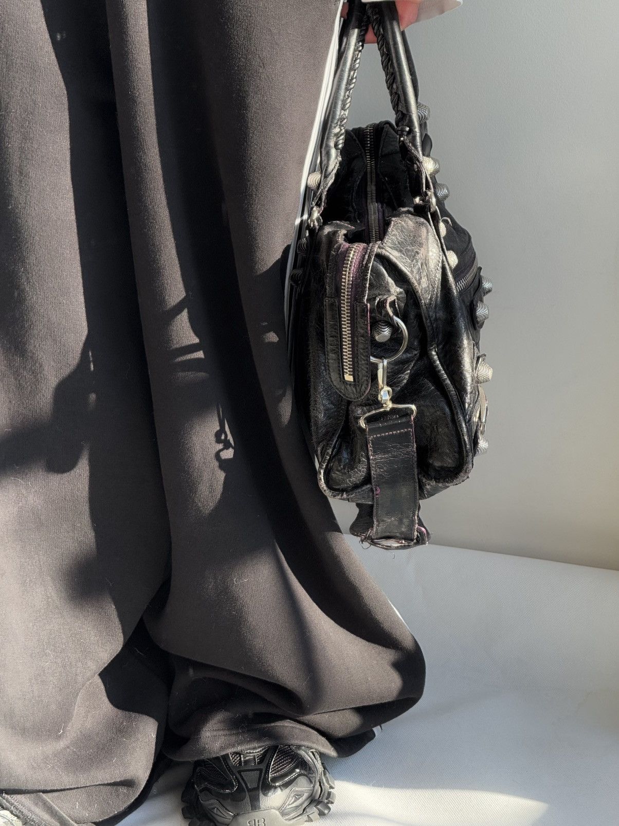 Vintage Balenciaga 00s City Bag Distressed Leather Handbag