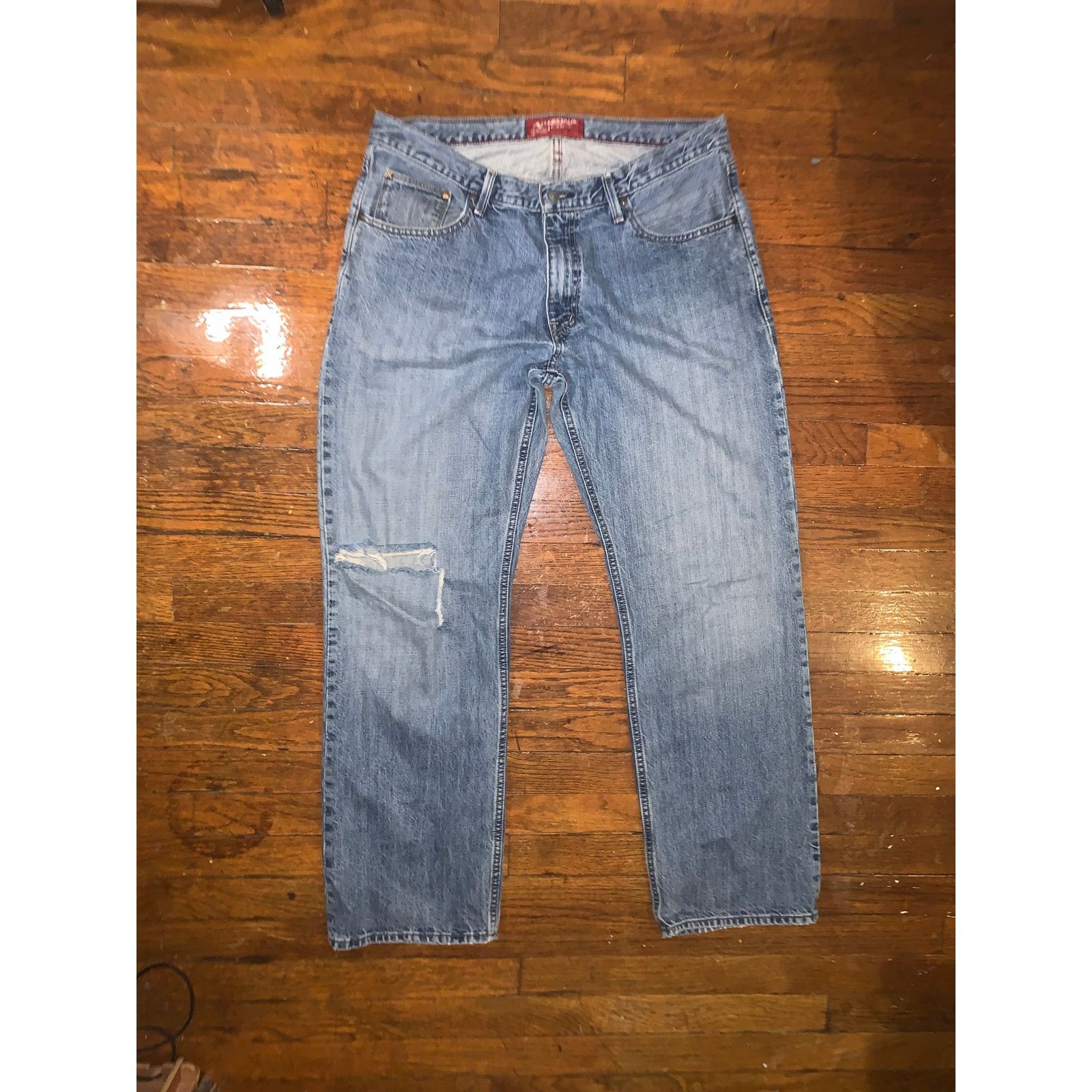 Other × Vintage Y2K Arizona Jeans Distressed Knee Denim 36x32 Made in Mexico Size US 36 / EU 52 - 1 Thumbnail