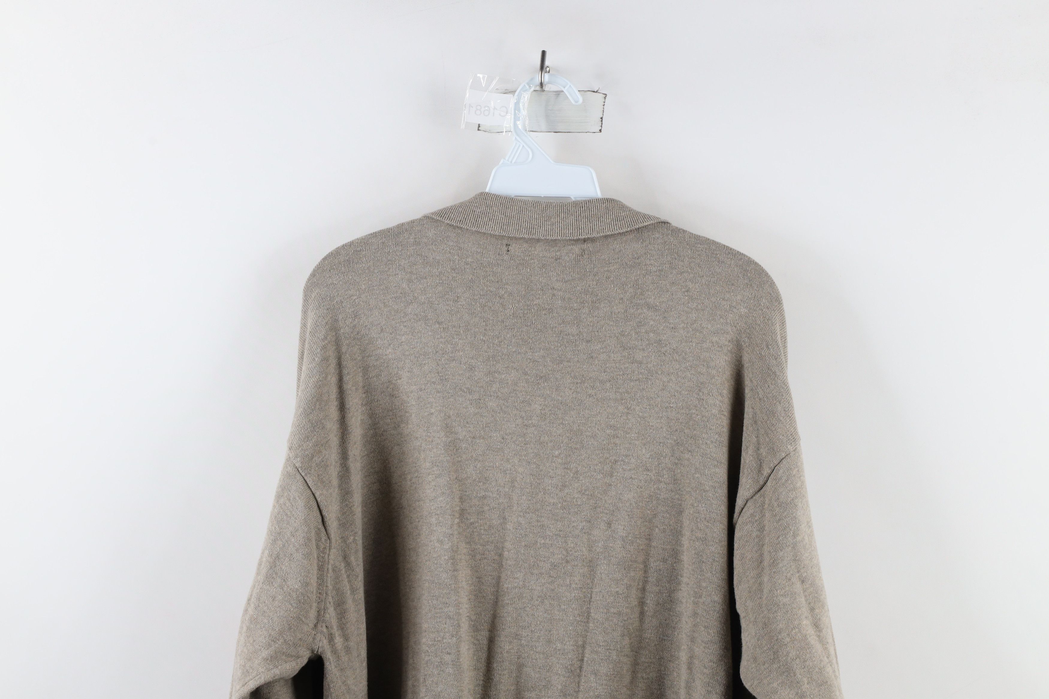 Vintage Vintage 90s Streetwear Cotton Knit Collared Sweater Beige Size US XL / EU 56 / 4 - 6 Thumbnail