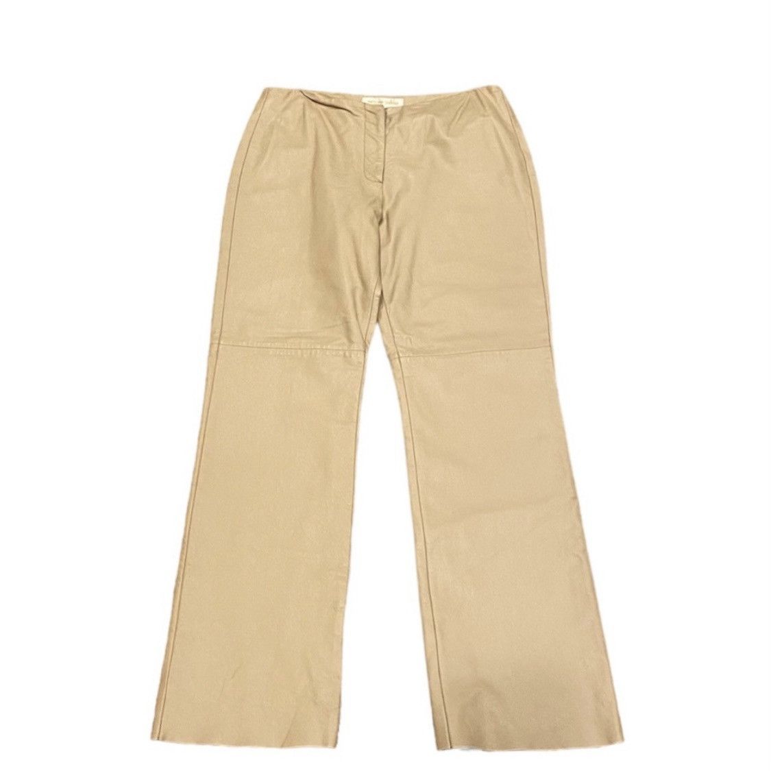 Vintage Vintage 90s Leather Pants Tan Beige Mid Rise 12 Size 34" / US 12 / IT 48 - 2 Thumbnail