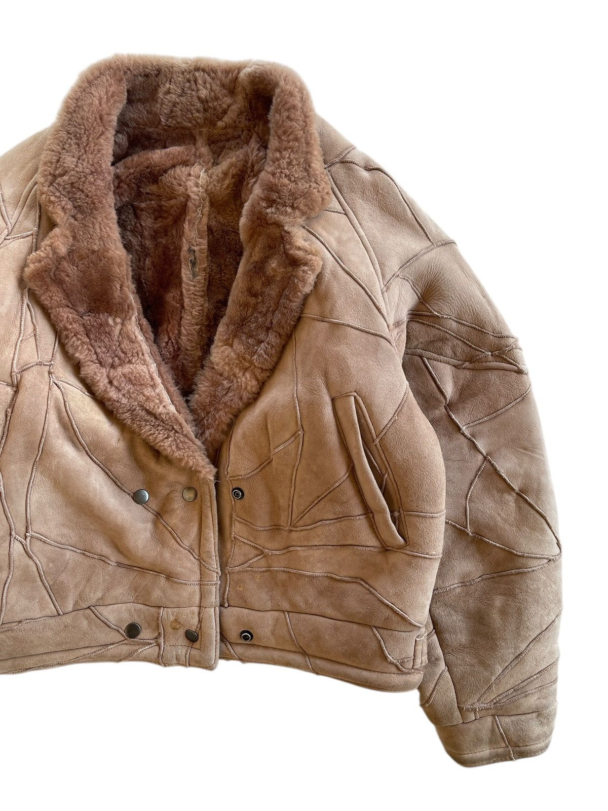 Vintage Patchwork Sheepskin Fur Cropped Jacket Size US M / EU 48-50 / 2 - 4 Thumbnail