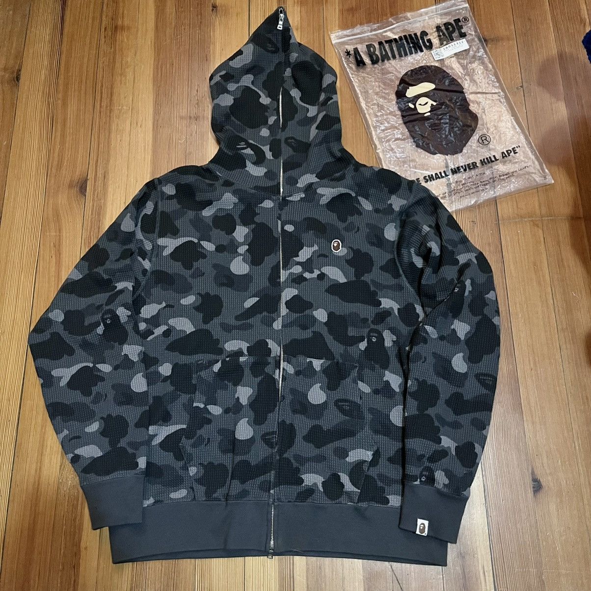 Bape Bape waffle knit full zip black Size US XXL / EU 58 / 5 - 1 Thumbnail