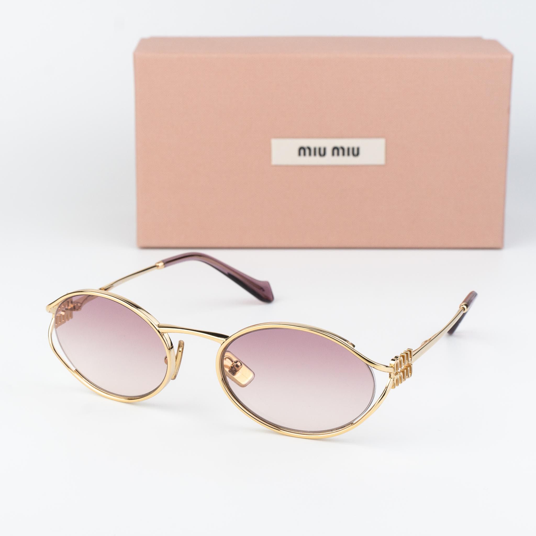 Miu Miu NEW Miu Miu MU52YS 5AK06S LOGO Oval Unisex Sunglasses Size ONE SIZE - 2 Thumbnail