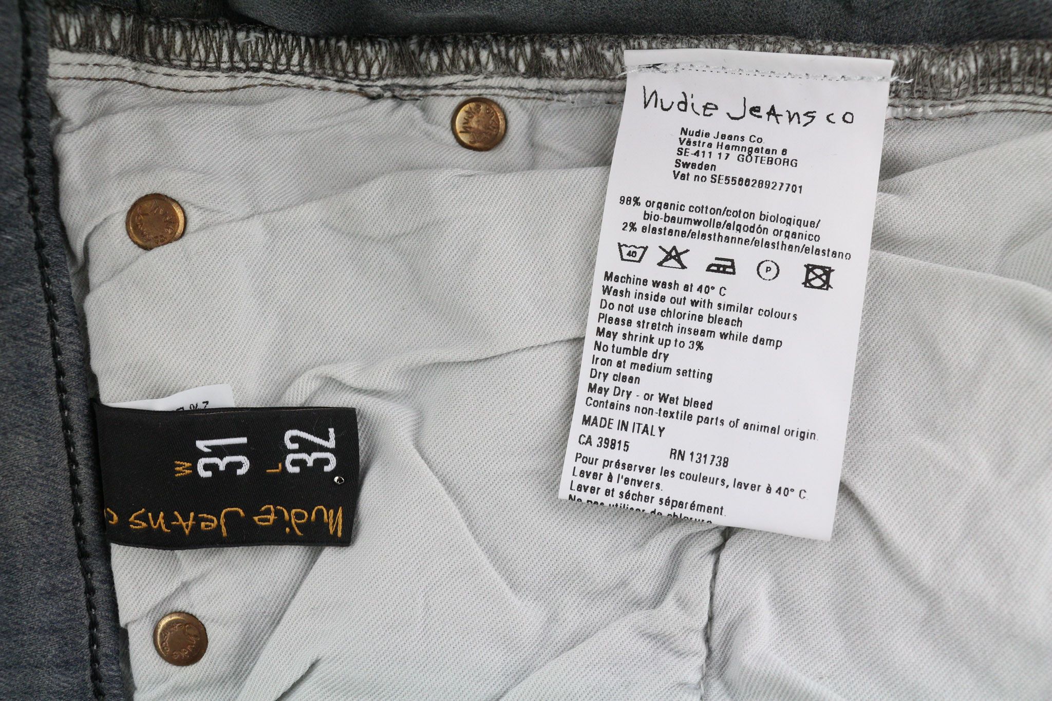 Nudie Jeans TIGHT LONG JOHN W31/L32 Organic Charcoal Jeans 82690 Size US 31 - 7 Thumbnail