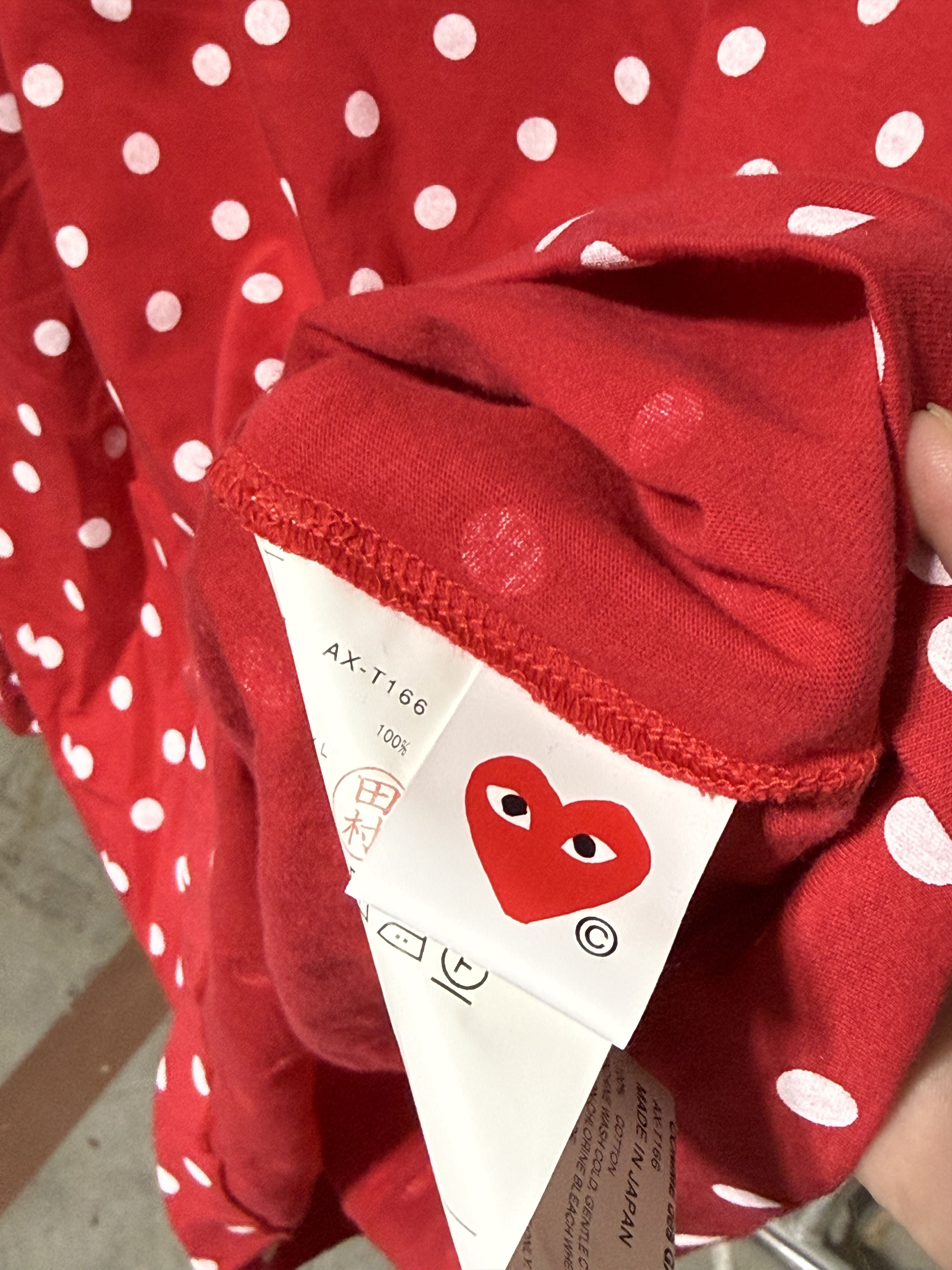 Comme des Garcons PLAY Comme des Garcons Polka Dot LS Tee 'Red' Size US XXL / EU 58 / 5 - 3 Thumbnail