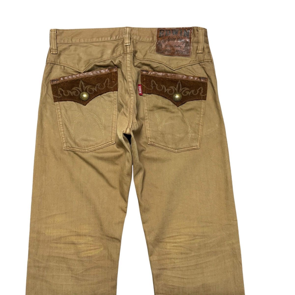 Edwin Vintage Edwin XVS403 Leather Pocket Brown Denim Jeans Size US 34 / EU 50 - 10 Thumbnail