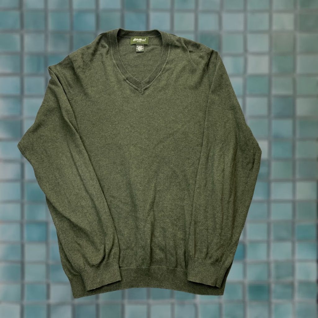 Eddie Bauer Eddie Bauer Sweater Mens LT Green Cashmere Blend Tight Knit V-Neck Pullover Knit Long Sleeve Casual Outdoor Preppy Size US L / EU 52-54 / 3 - 1 Thumbnail