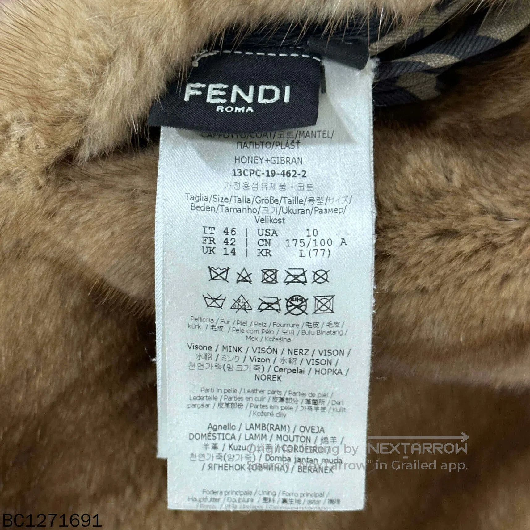 Fendi Fendi Long Gold Mink Fur Coat. Size US L / EU 52-54 / 3 - 5 Thumbnail
