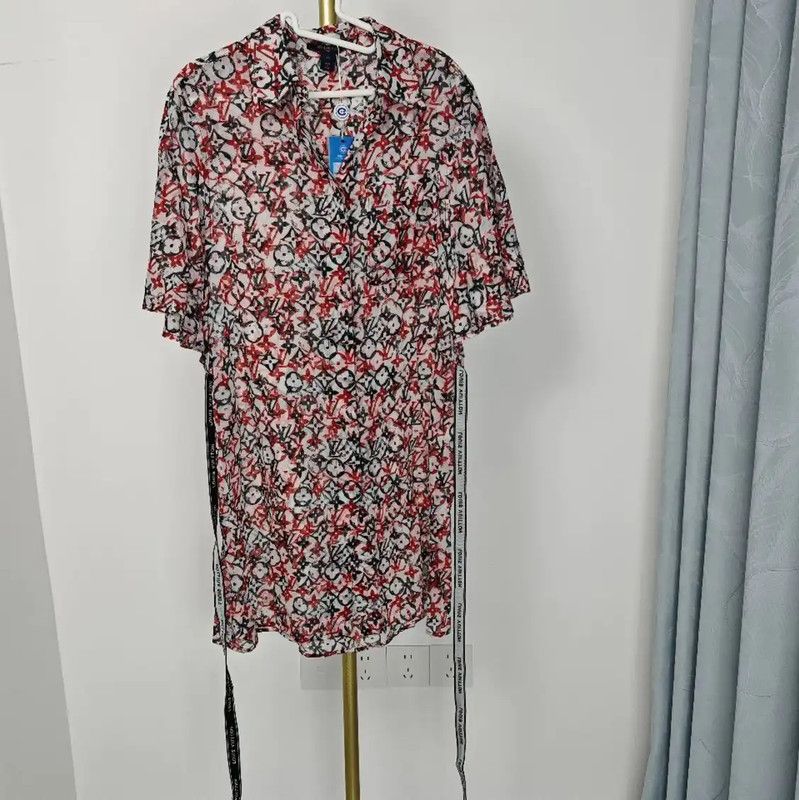 Louis Vuitton Louis Vuitton Red Summer Silk Logo Dress 0089 Size S / US 4 / IT 40 - 1 Thumbnail