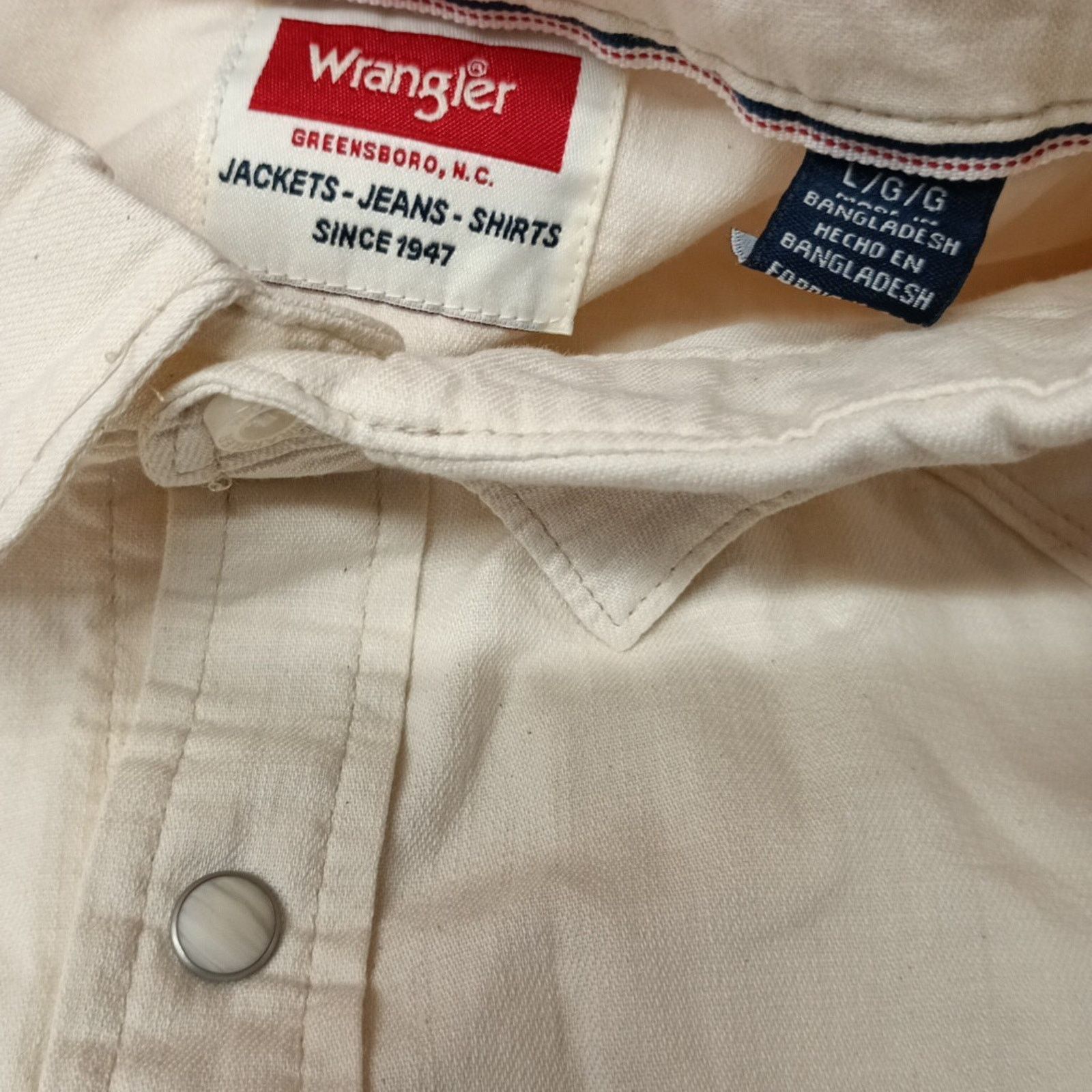 Wrangler Wrangler Snap Woven Shirt Men's L Large Cowboy Wash Beige Size US L / EU 52-54 / 3 - 4 Thumbnail