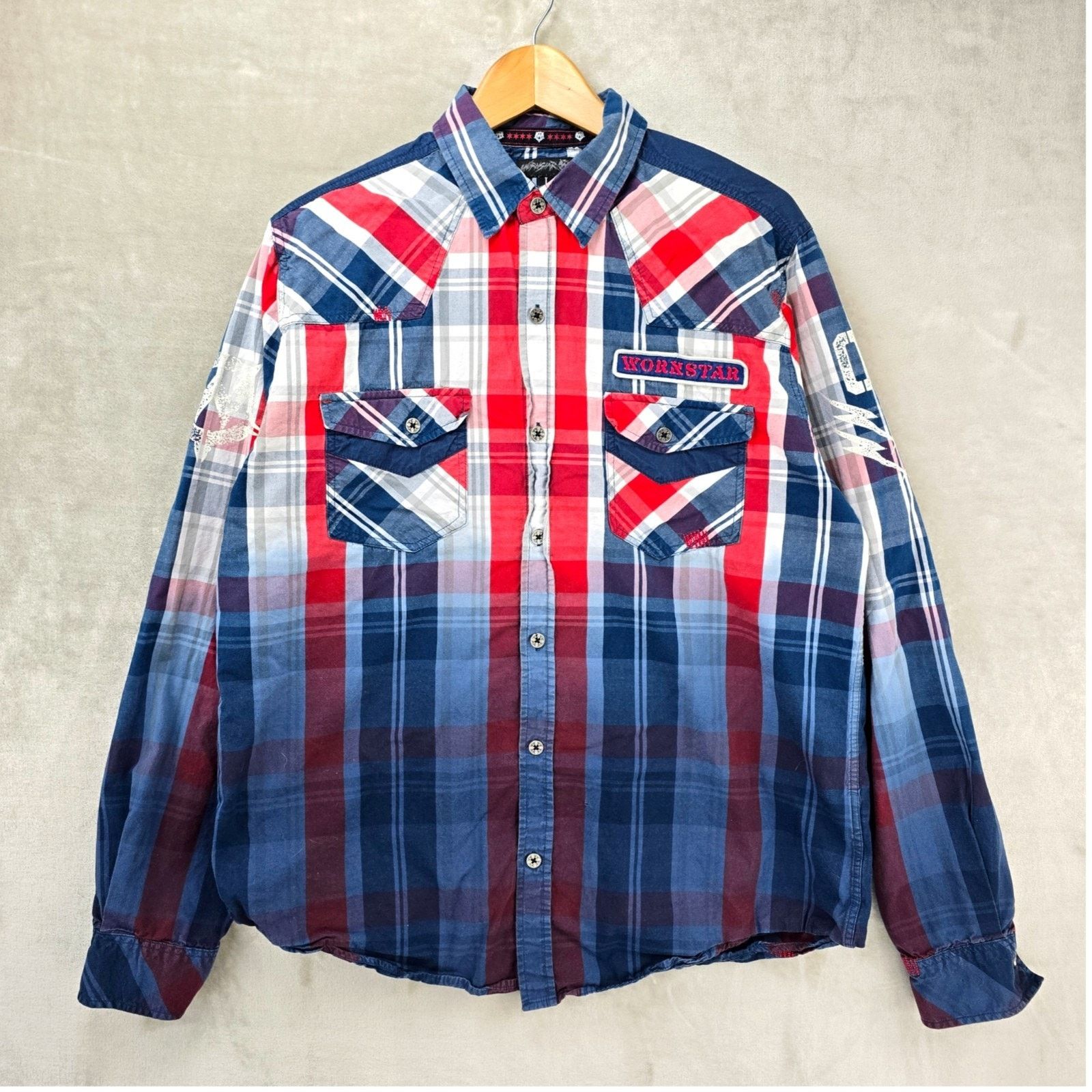 Other Wornstar Western Button Up Shirt Large Plaid Metal Buttons Size US L / EU 52-54 / 3 - 1 Thumbnail