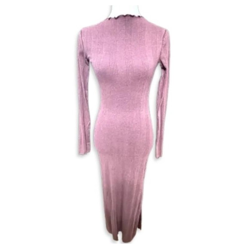 Treasure & Bond Treasure & Bond Midi Dress Bodycon Lettuce Edge Burgundy XXS Size XXS / US 00 / IT 34 - 2 Thumbnail