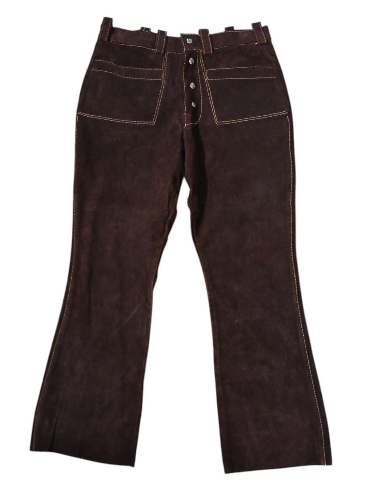 The Unbranded Brand 70's Suede Leather 34x30 Bell Bottom Flare Leg Men's Pants Size US 34 / EU 50 - 1 Thumbnail
