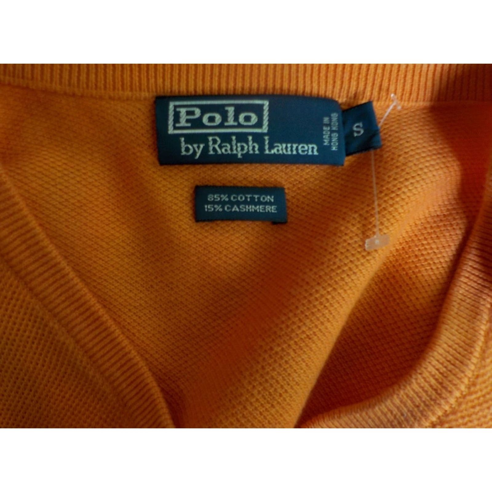 Polo Ralph Lauren Polo Ralph Lauren LS V-Neck Pullover Sweater Orange Cotton/Cashmere SZ Small Mens Pullover Knit Ribbed Neckline Cuffs Waistband Good Condition Size US S / EU 44-46 / 1 - 4 Thumbnail