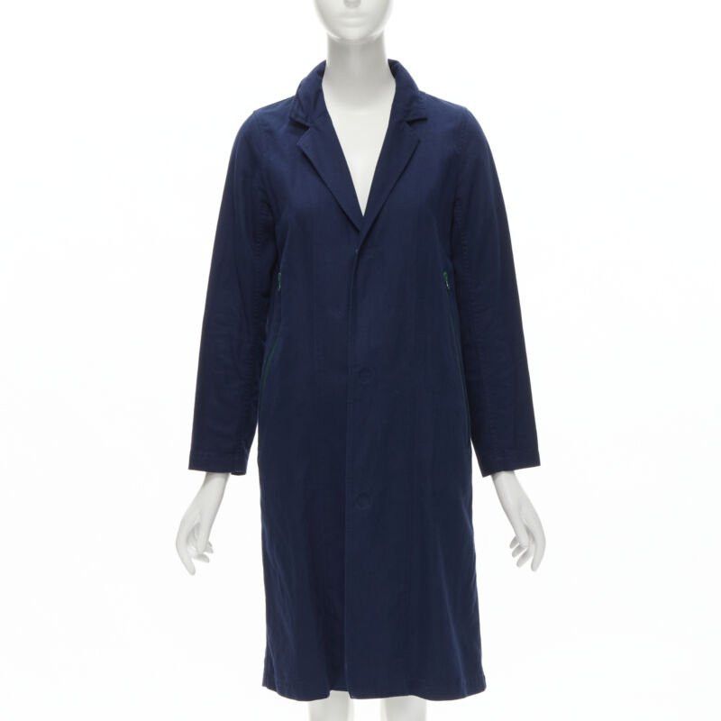 Zucca ZUCCA navy blue cotton linen green zipper over coat S Size S / US 4 / IT 40 - 1 Thumbnail