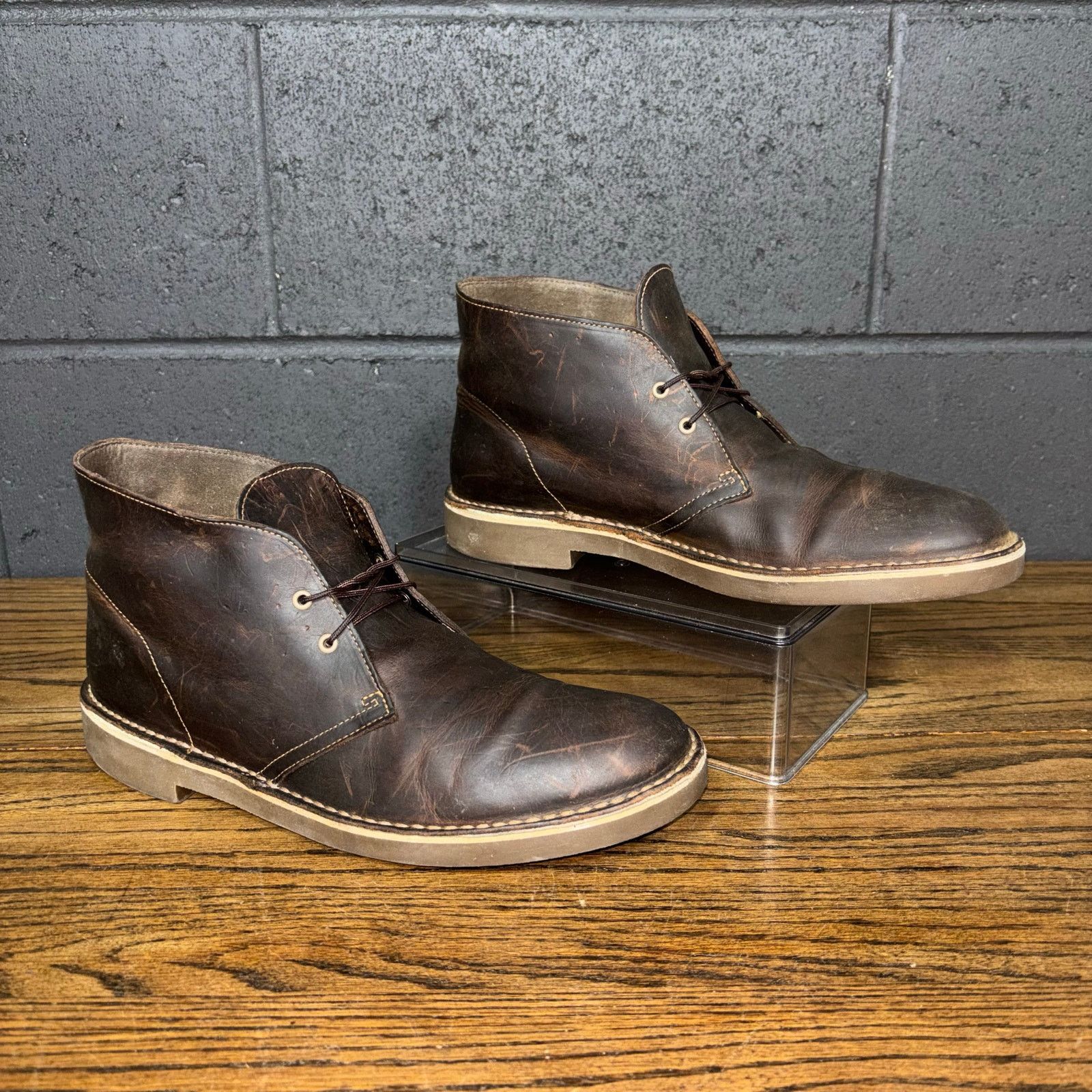 Clarks Clarks Brown Leather Desert Ankle Chukka Boots Men display picture 1