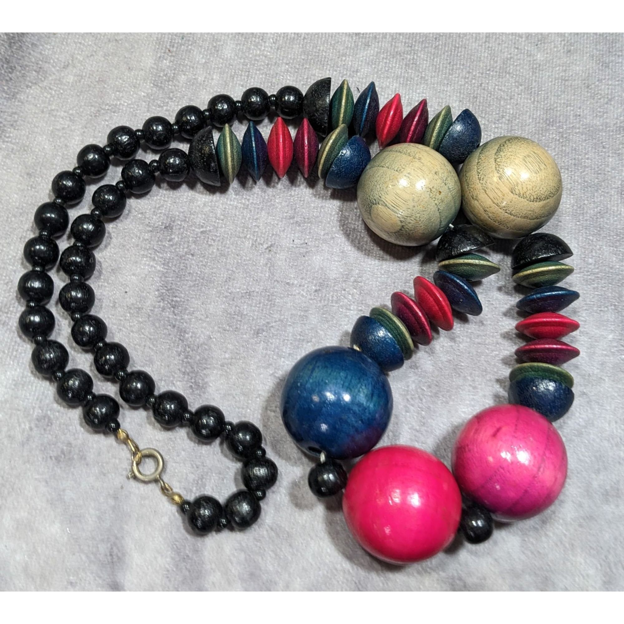 Other Vintage Rainbow Stained Wood Beaded Necklace Size ONE SIZE - 4 Thumbnail