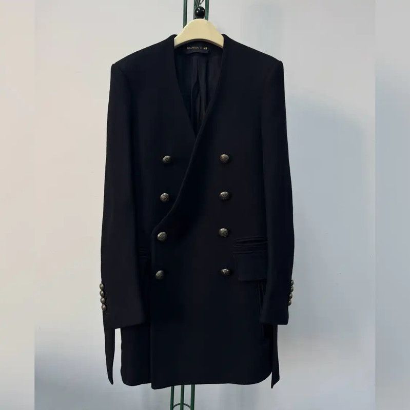 Balmain Balmain Men's Black Mid-Length Coat for Spring/Fall 0089 Size US M / EU 48-50 / 2 - 1 Thumbnail