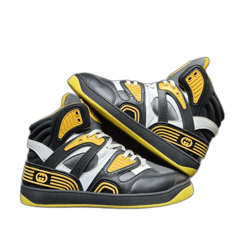 Gucci GUCCI Basket HighTop Sneakers Black Yellow-2506 Size US 7.5 / EU 40-41 - 1 Thumbnail