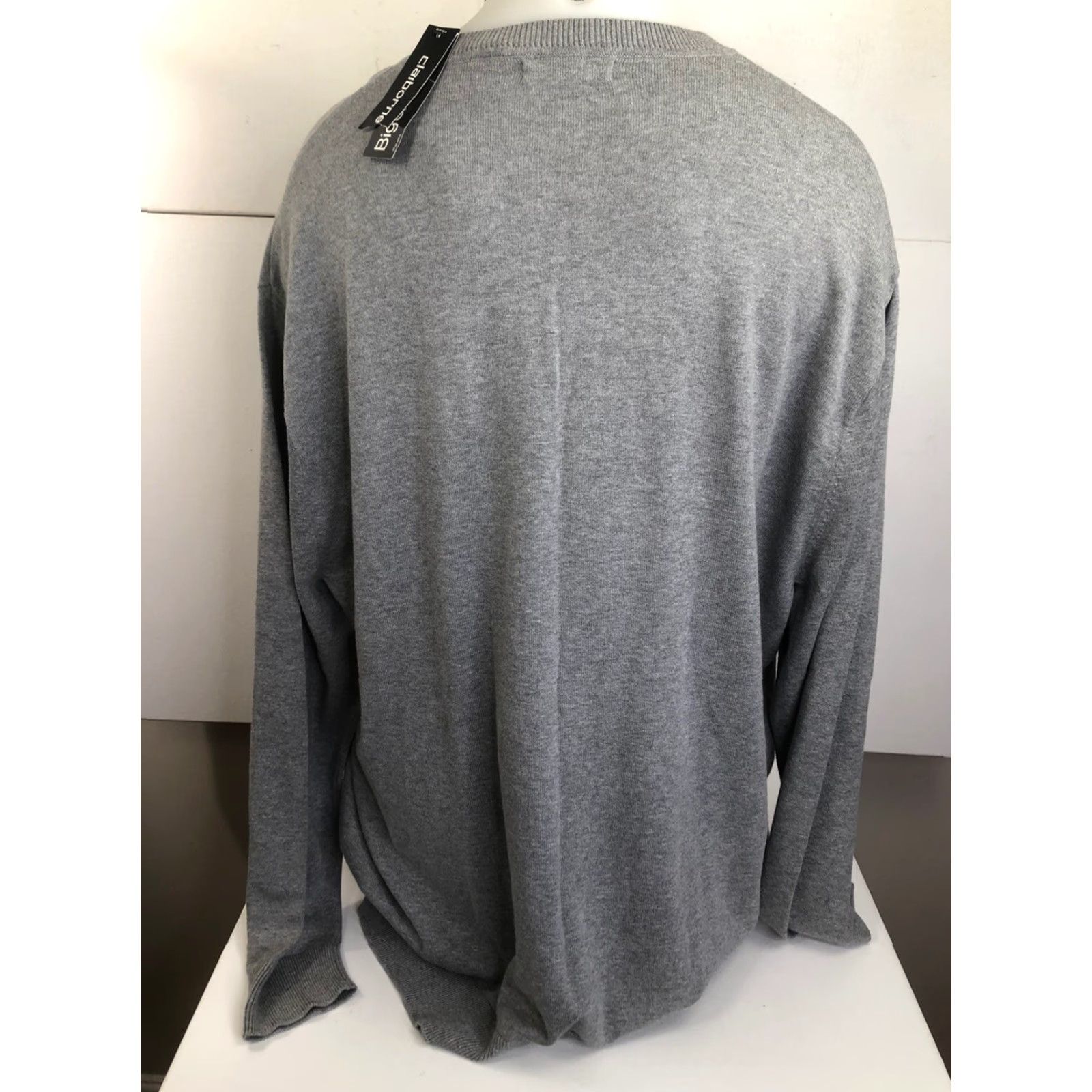 Liz Claiborne CLAIBORNE Sweater V-Neck Gray 2XLTall Pullover Big & Tall Men Shirt Unsure Size US XXL / EU 58 / 5 - 5 Thumbnail