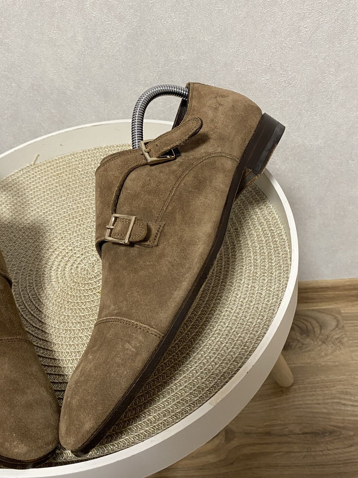 Santoni Santoni Taupe Suede Double Monk Strap Shoes Size: 7/41 Size US 8 / EU 41 - 6 Thumbnail