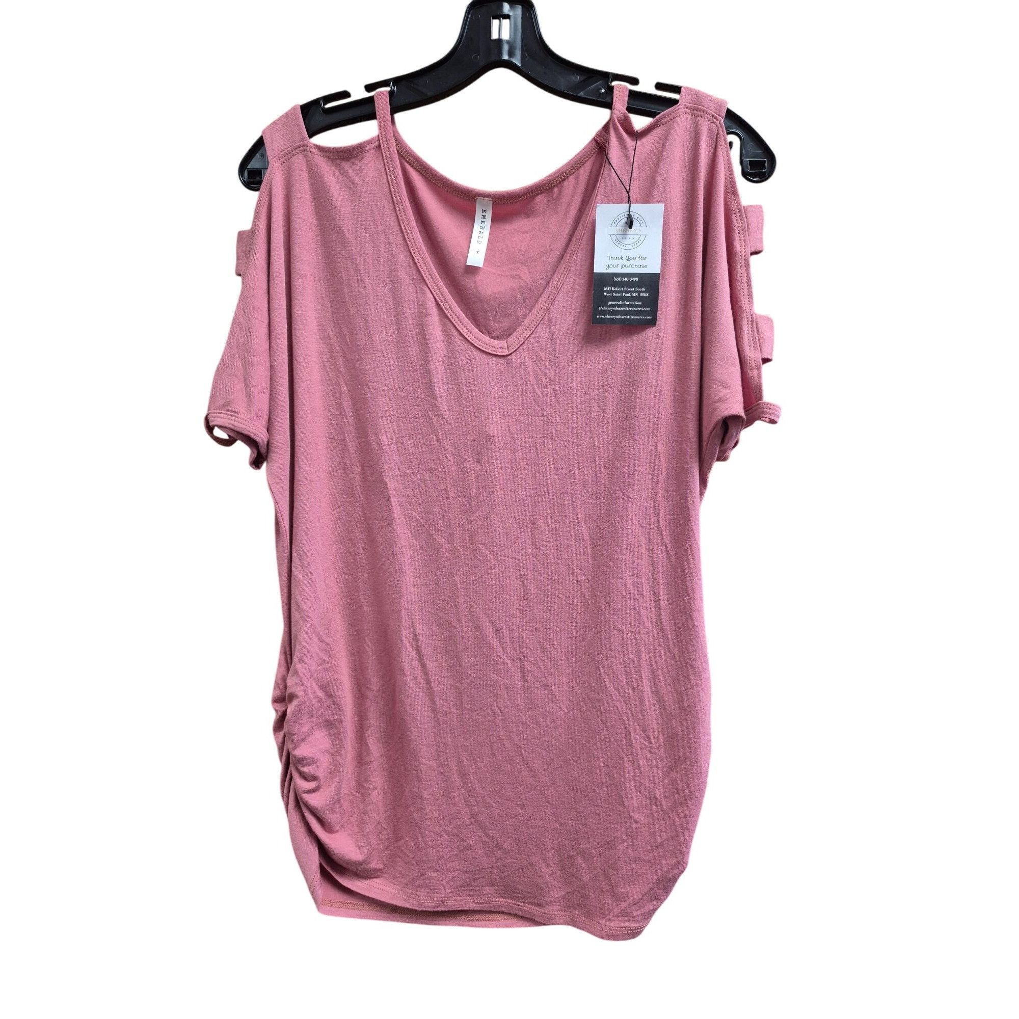 Other Womens Large Pink V-Neck Cutout Sleeve Top Medium Rayon/Span Size L / US 10 / IT 46 - 5 Thumbnail
