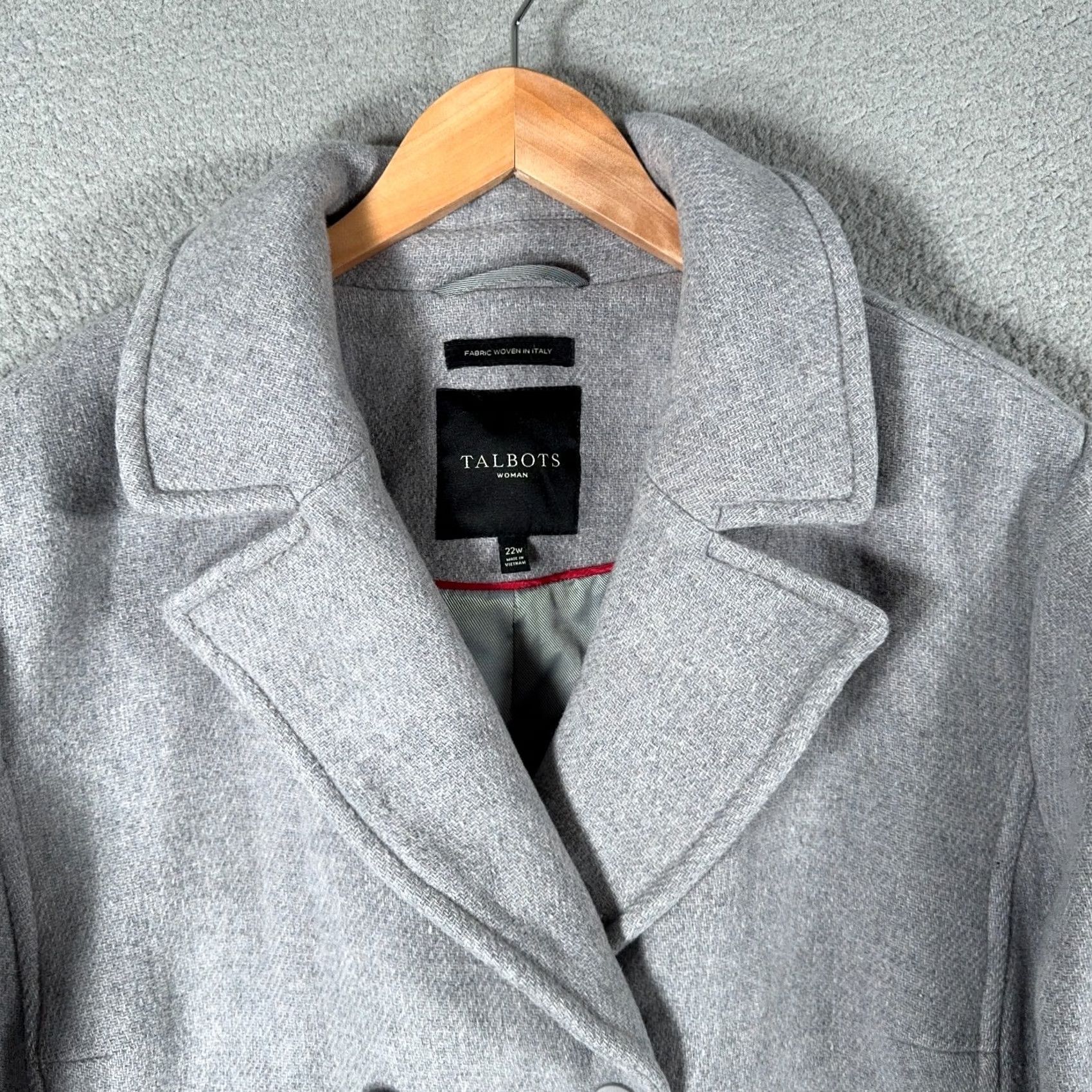 Talbots VINTAGE Talbots Peacoat Coat 22W Wool Blend Double Breasted Italian Fabric Gray Jacket Size 3XL / US 20-22 - 5 Thumbnail