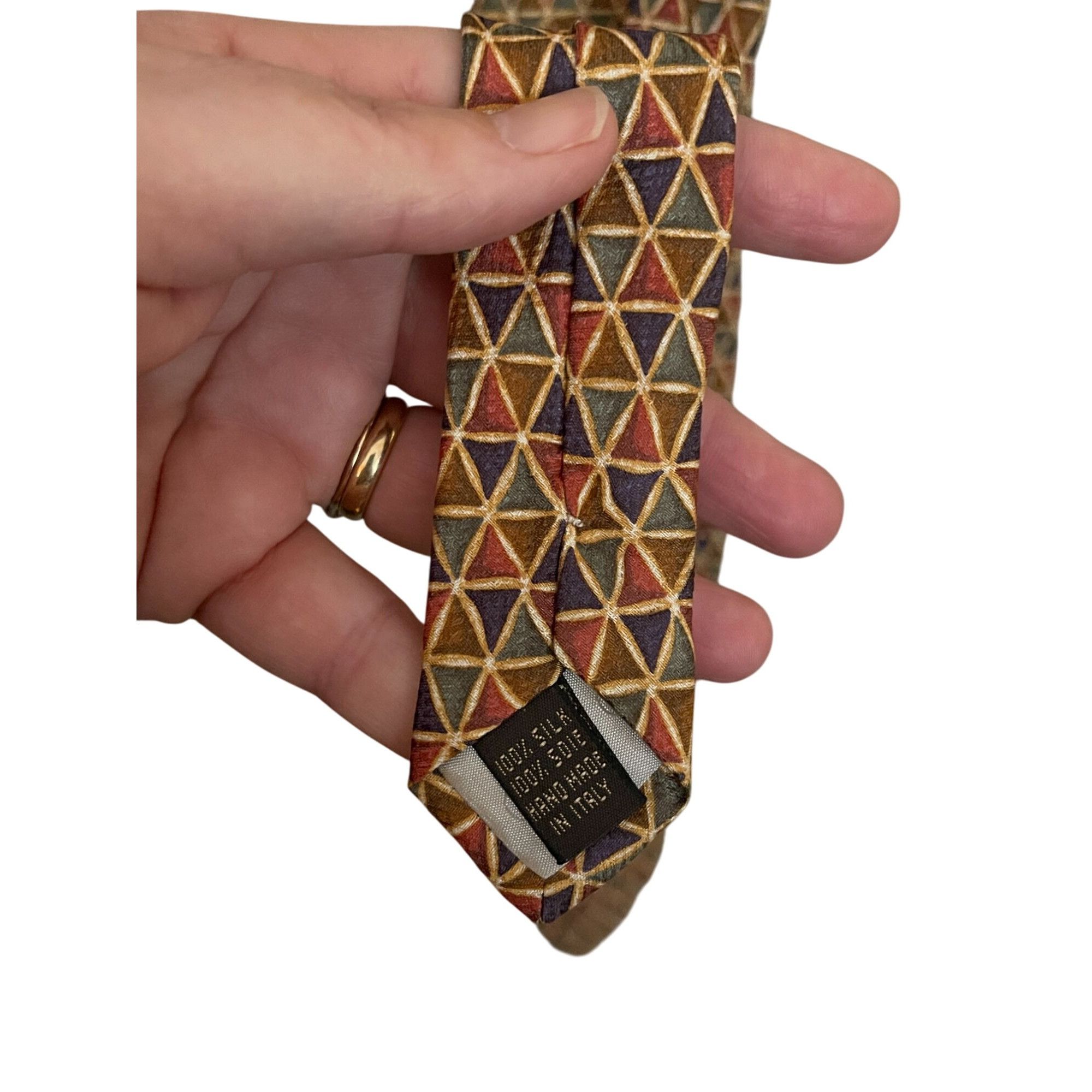 Valentino Valentino Cravate Geometric Designer Tie 100% Silk Multicolo Size ONE SIZE - 3 Thumbnail