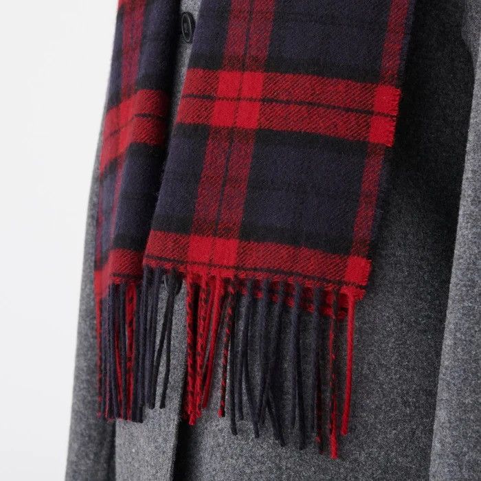 Muji wool flannel check scarf navy blue red black labo japan Size ONE SIZE - 5 Thumbnail
