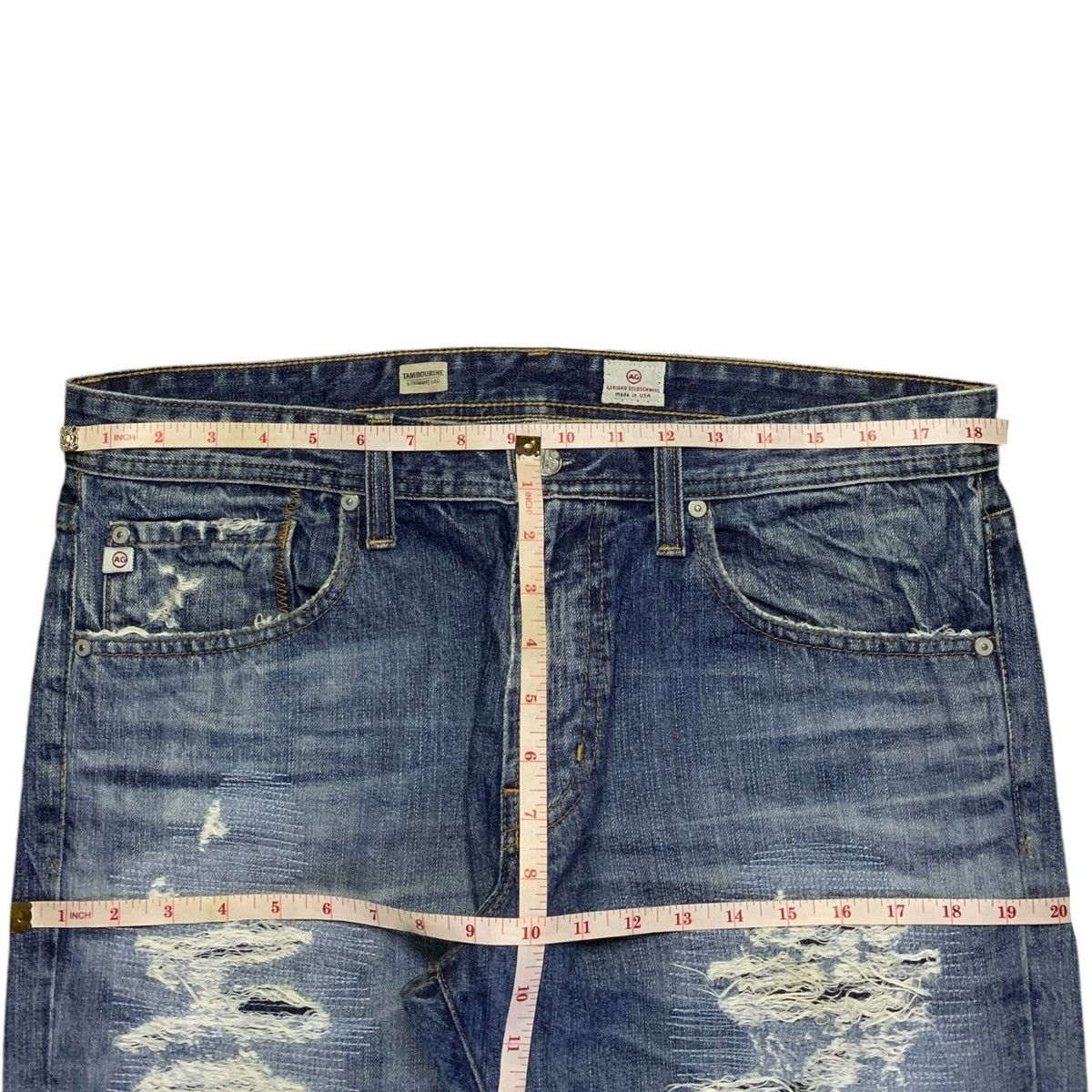 AG Adriano Goldschmied Vintage USA AG Faded Wash Patch Distressed Baggy Jeans Size US 37 - 11 Thumbnail