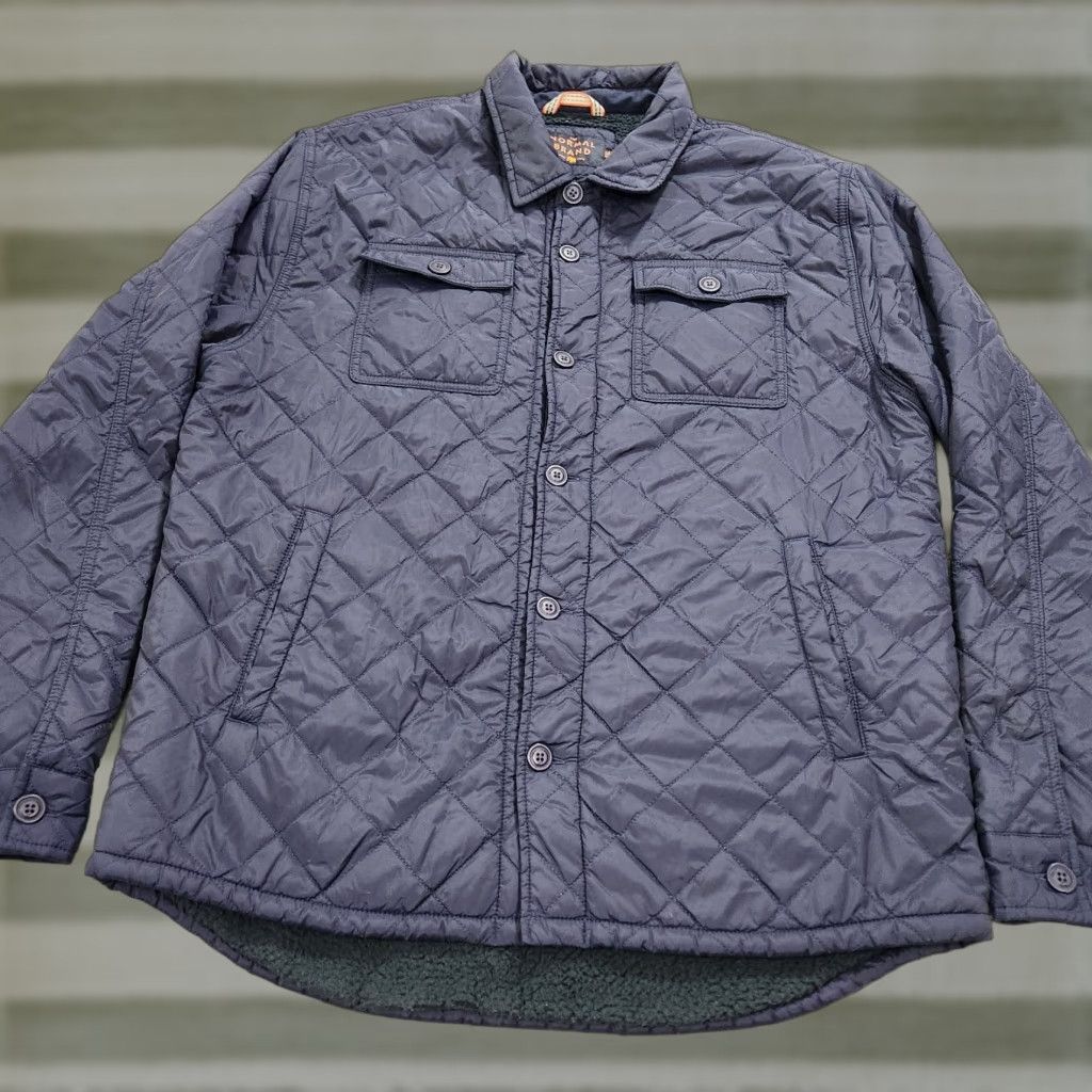 The Normal Brand Jacket Mens 2XL Blue Navy Quilted Sherpa Lined Shacket Coat