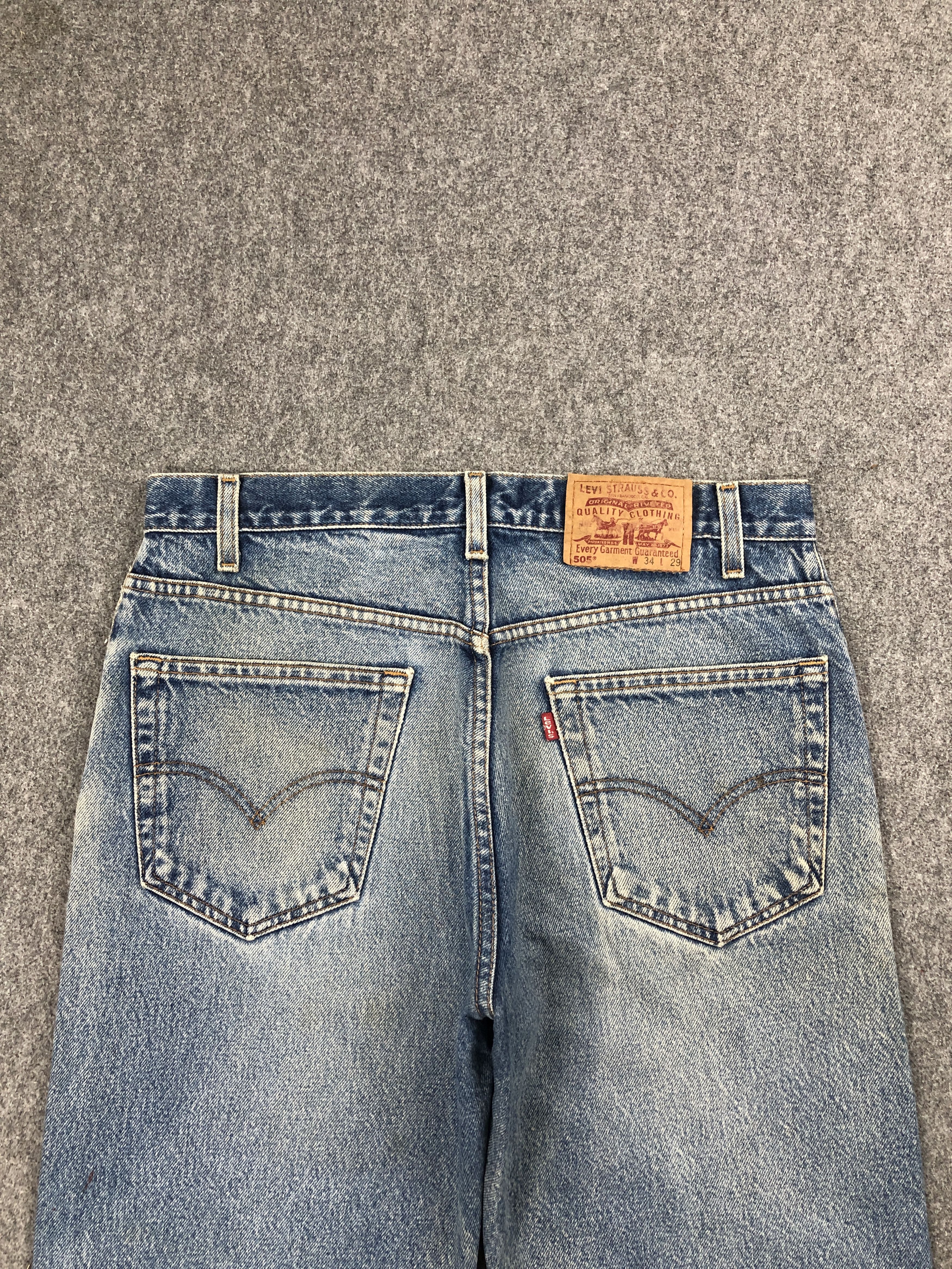 Levi's × Vintage 90s Vintage Levis 505 Faded Blue Jeans DP2526 Size US 33 - 4 Thumbnail