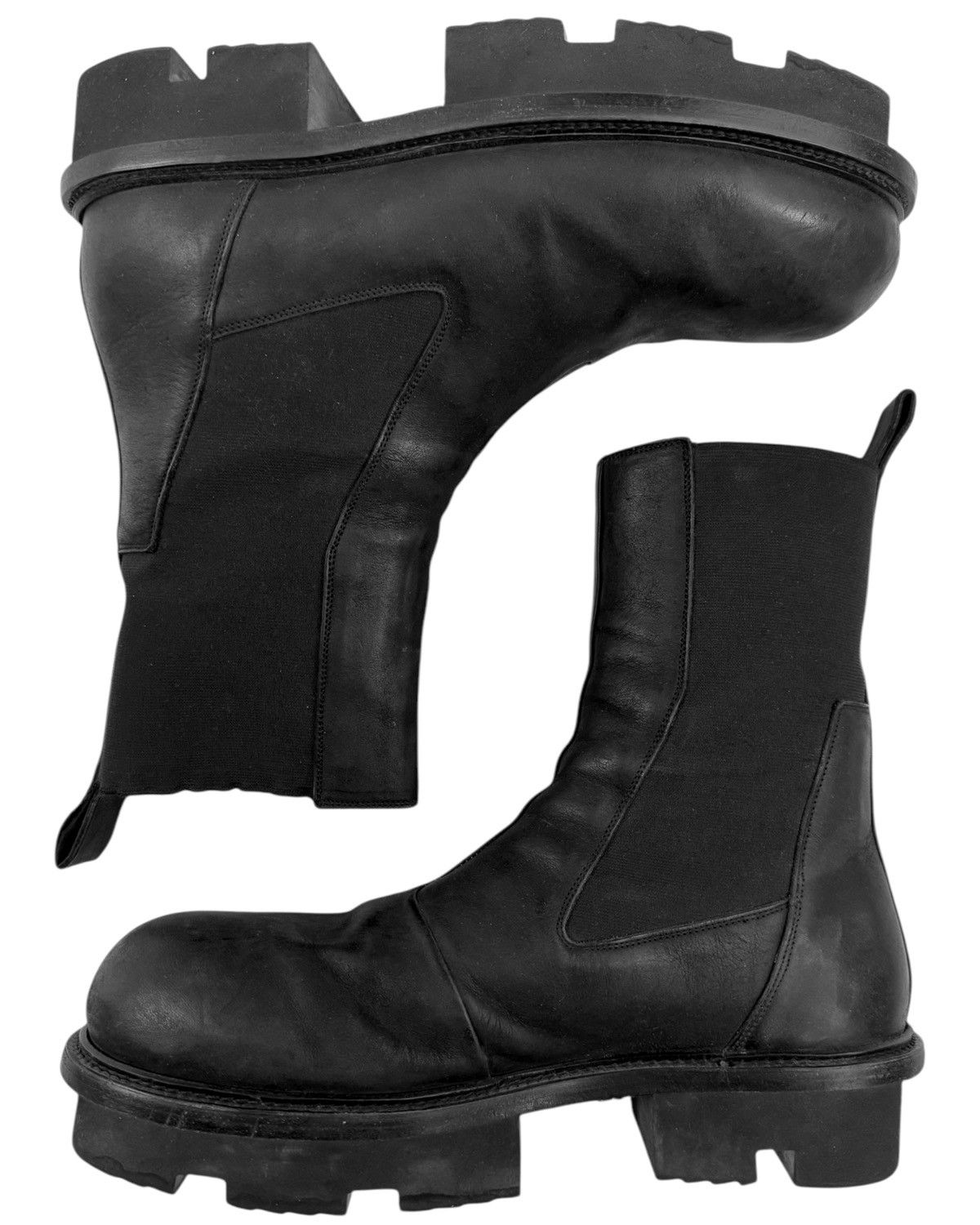 Pre-owned Rick Owens X Rick Owens Drkshdw Oiled Leather Megatooth Sole Bozo Boot In Black