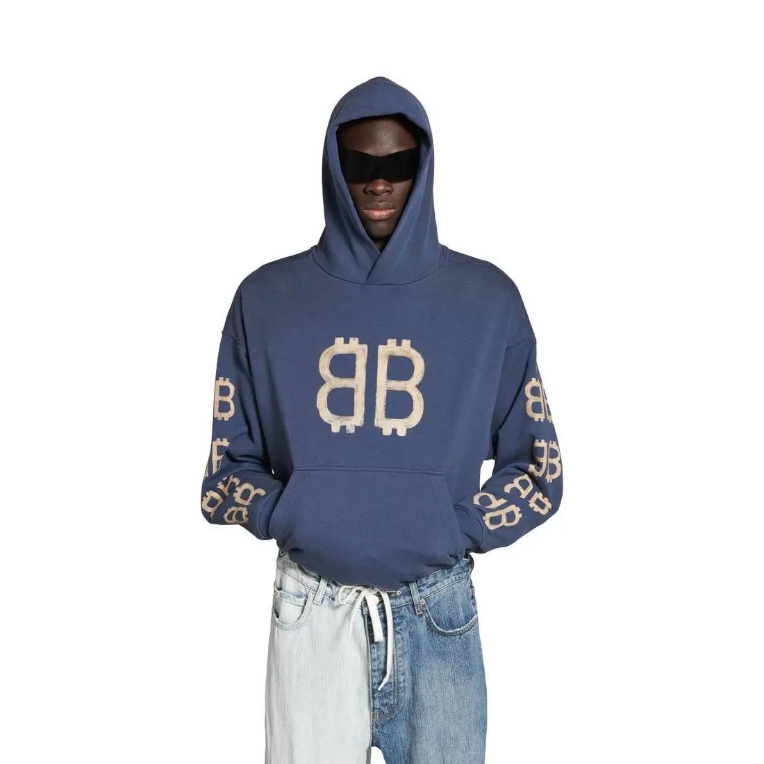 Balenciaga o1w1db11225 Crypto Hoodie Medium Fit in Blue Size US XXS / EU 40 - 5 Thumbnail