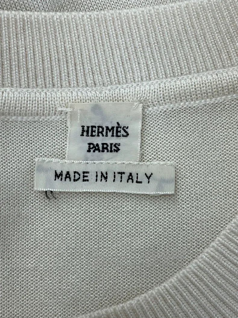 Hermes Hermes White Printed Silk Patchwork Knit Top Size XXS / US 00 / IT 34 - 4 Thumbnail