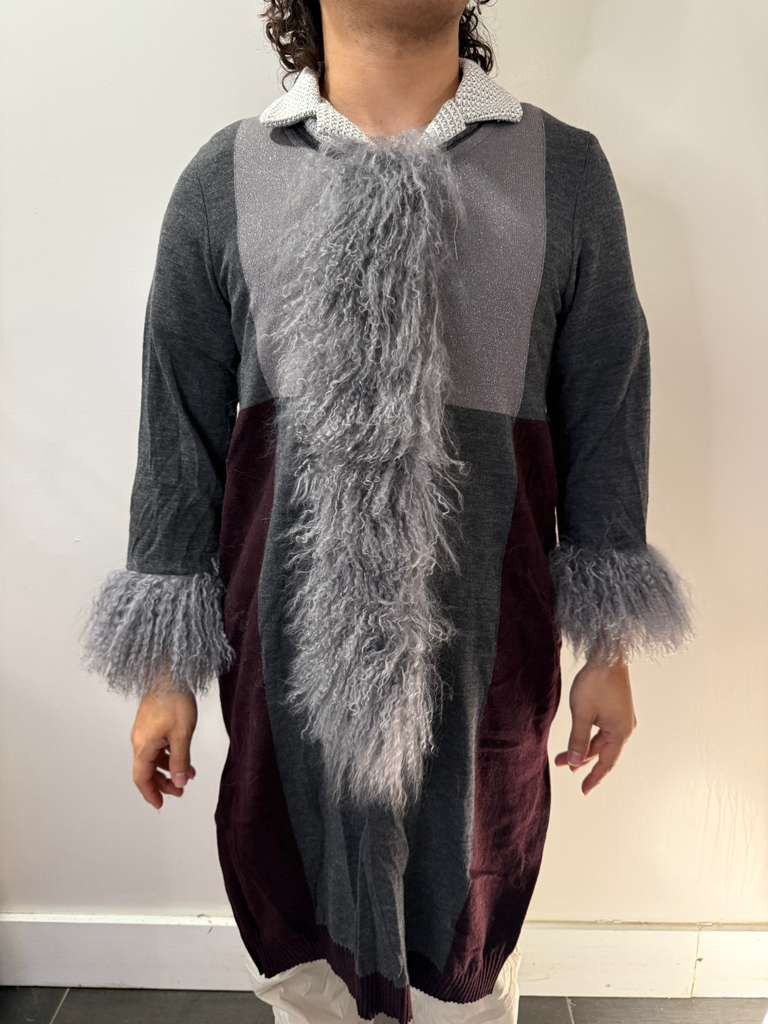 Other Custom-made Long sweater (wool) with real Mongolian fur Size US L / EU 52-54 / 3 - 9 Thumbnail