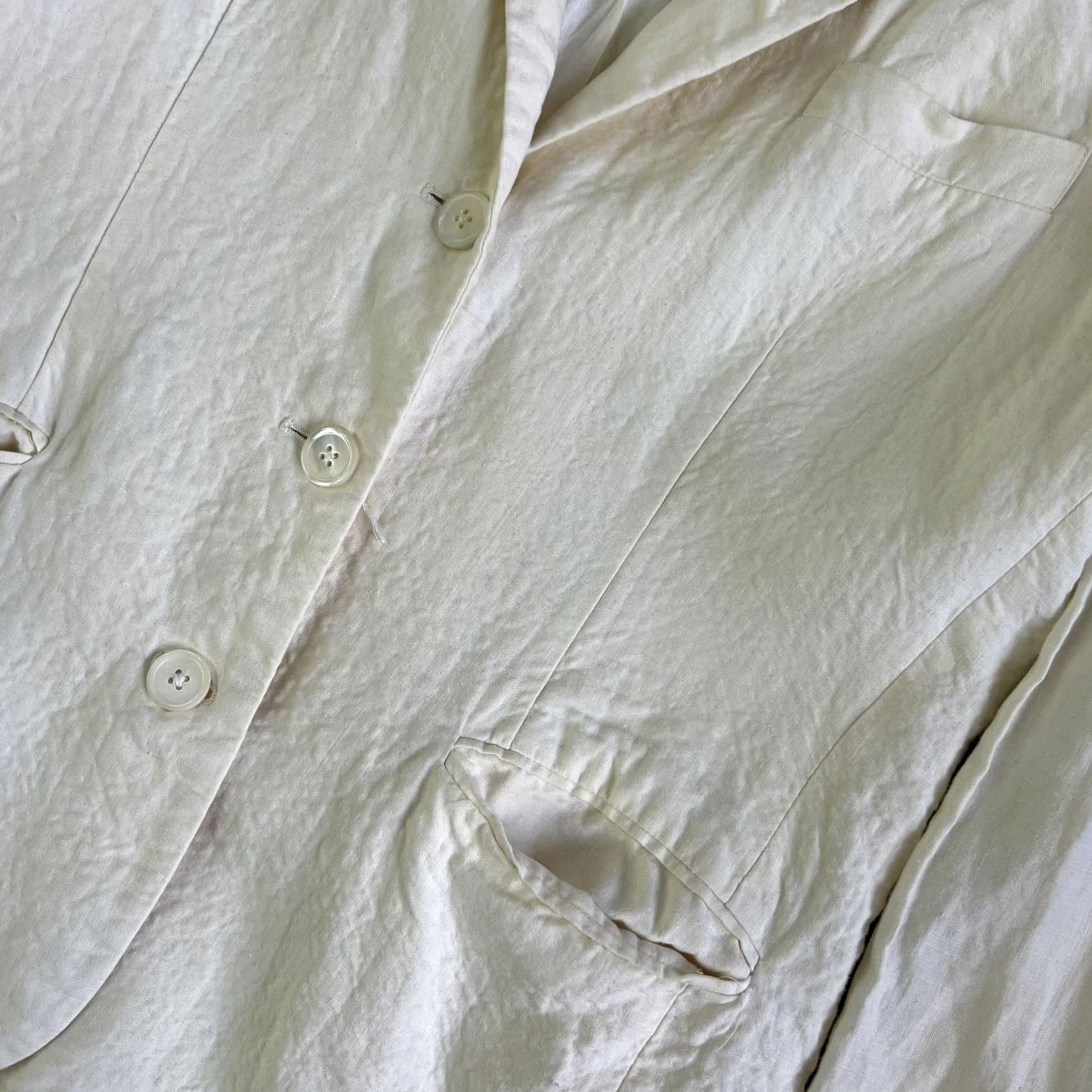 Gap VINTAGE GAP Blazer Womens Large Cream White Linen Single Breasted Casual Jacket Size L / US 10 / IT 46 - 2 Thumbnail