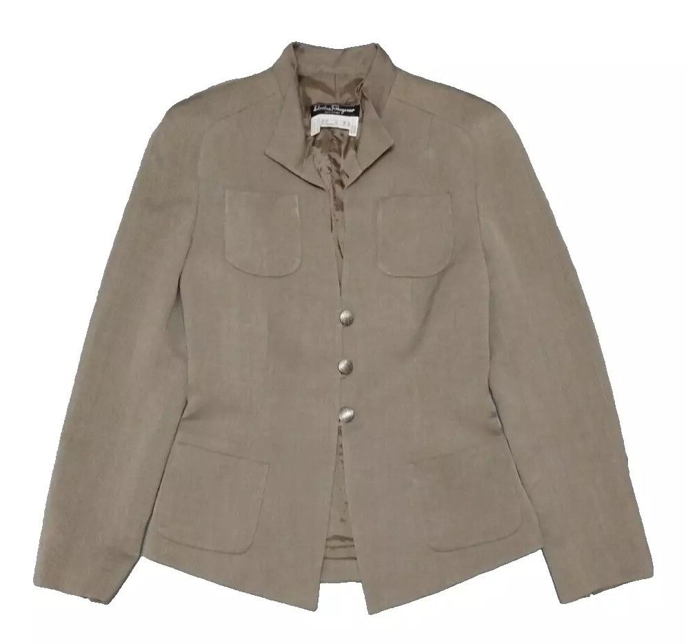 Salvatore Ferragamo SALVATORE FERRAGAMO Women Long Sleeve Vtg Tan Jacket Size M / US 6-8 / IT 42-44 - 2 Thumbnail