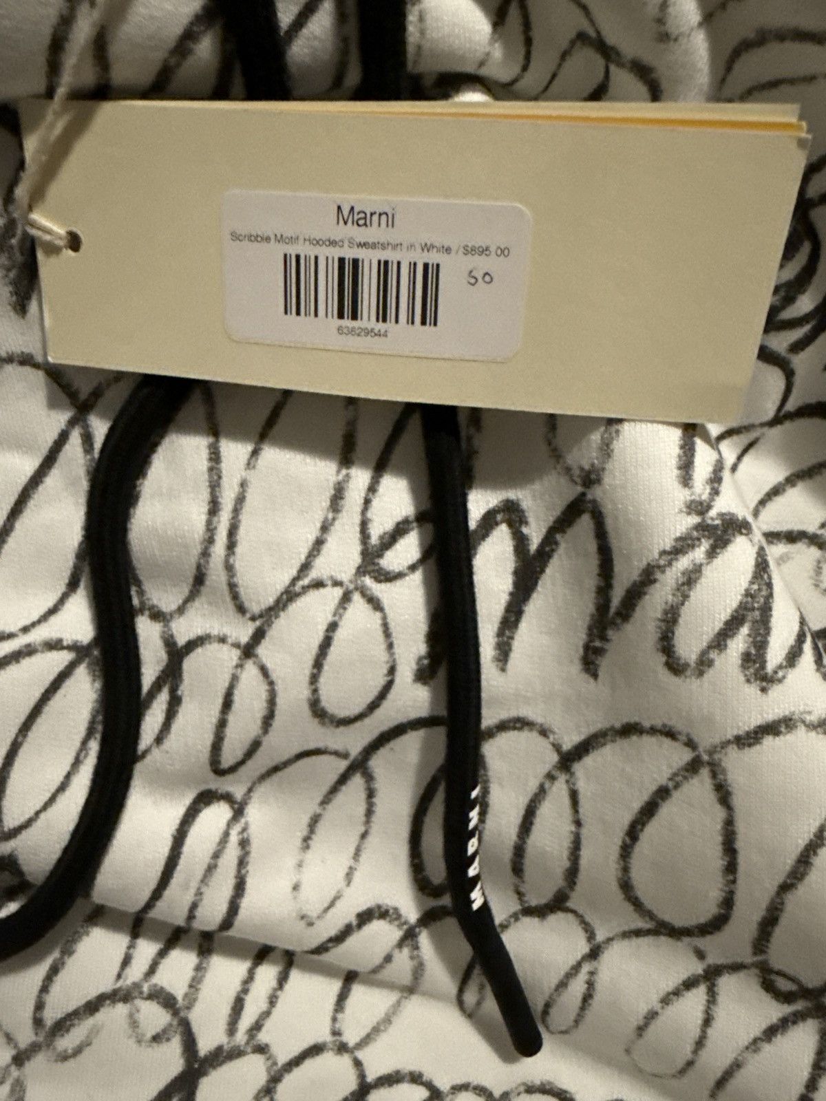 Marni Scribble Motif Hooded Sweatshirt in White Size US M / EU 48-50 / 2 - 3 Thumbnail