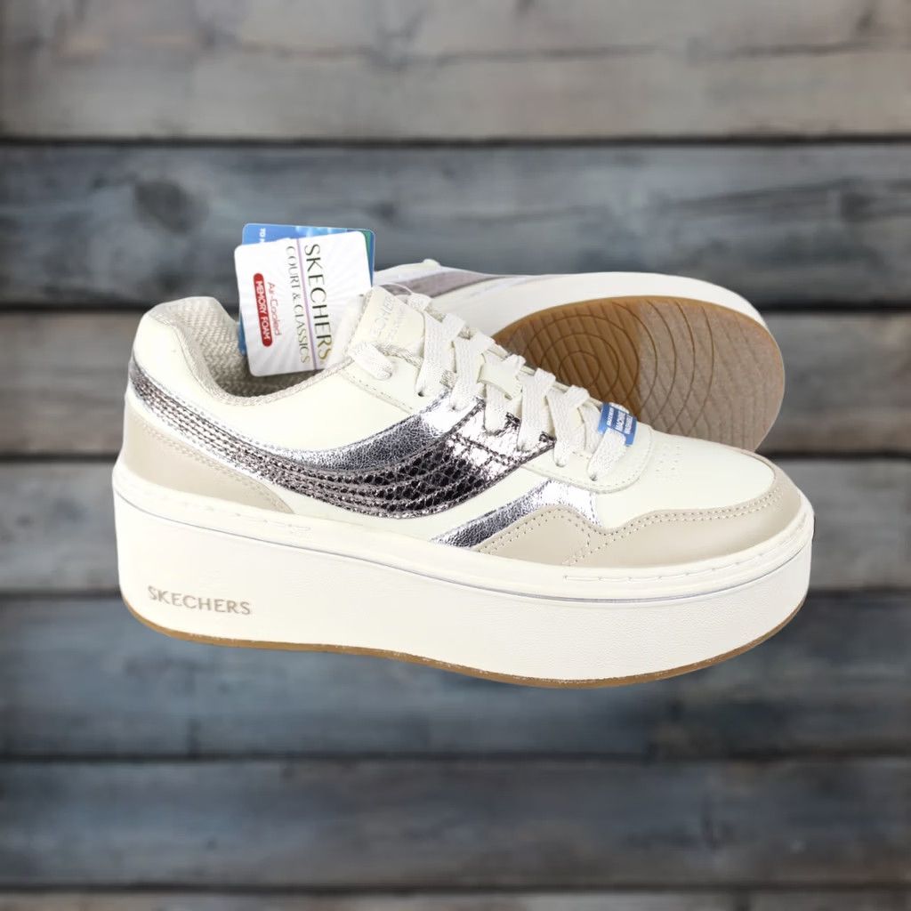 SKECHERS Skechers Women's Paloma Shimmer Takes All Sneakers 7.5 Natural Taupe Size US 5 / IT 35 - 1 Thumbnail