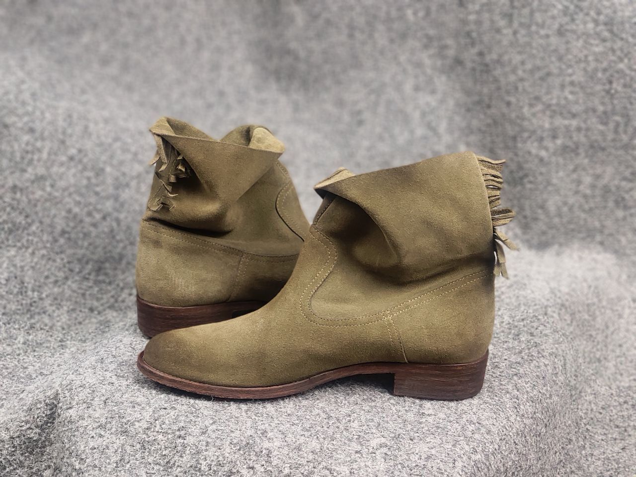 Vintage Via Roma 15 Designer leather shoes green Flat Ankle Boots Size US 11 / IT 41 - 15 Thumbnail