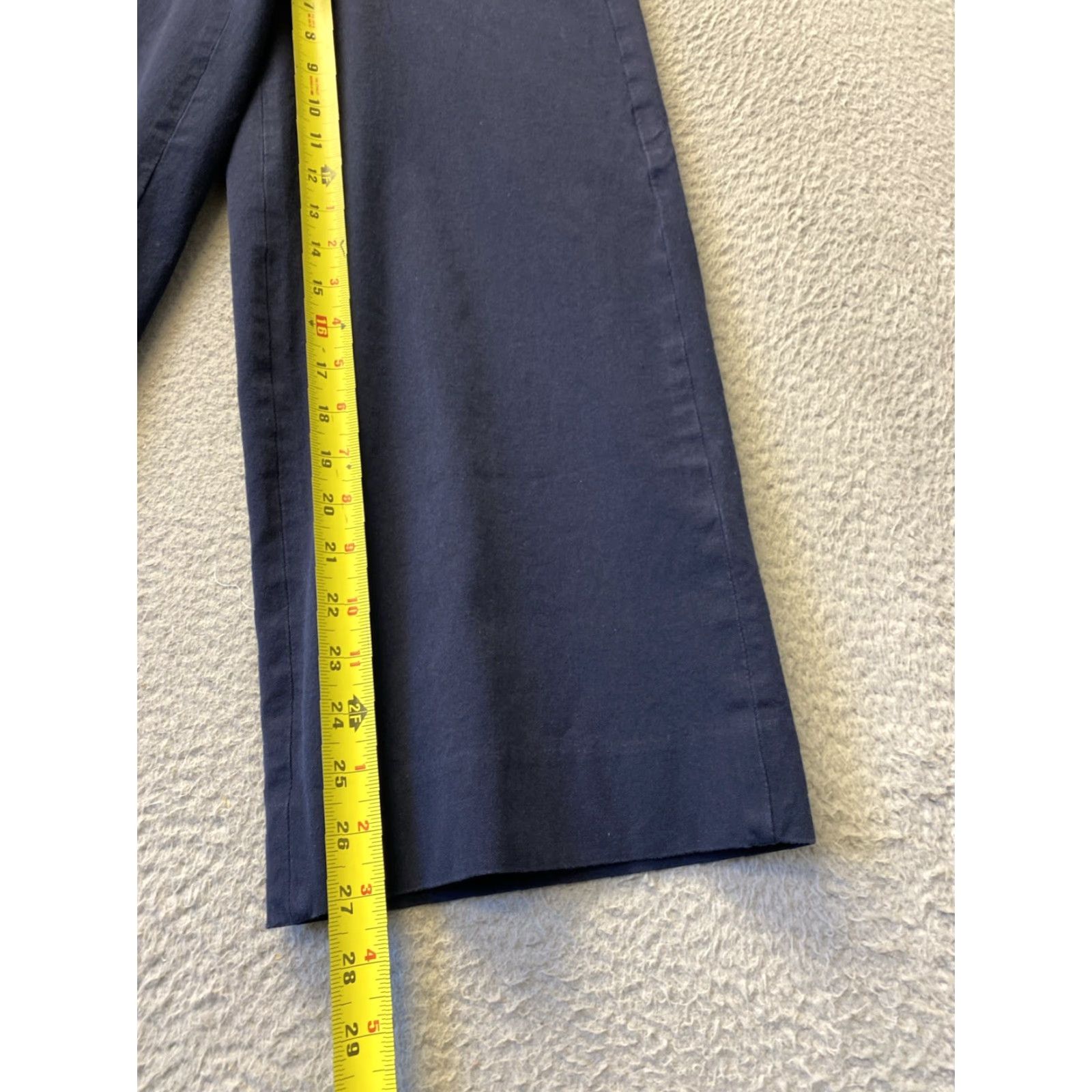 J.Crew J.CREW Wide Leg Pants Bi-Stretch Cotton High Waist Navy Women's 2 Cropped Size 26" / US 2 / IT 38 - 4 Thumbnail