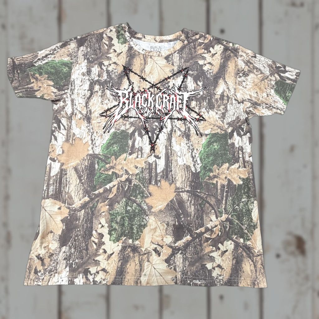 Vintage BlackCraft Shirt Mens XL Brown Camo Pentagram All Over Graphic Gothic Tee Size US XL / EU 56 / 4 - 1 Thumbnail