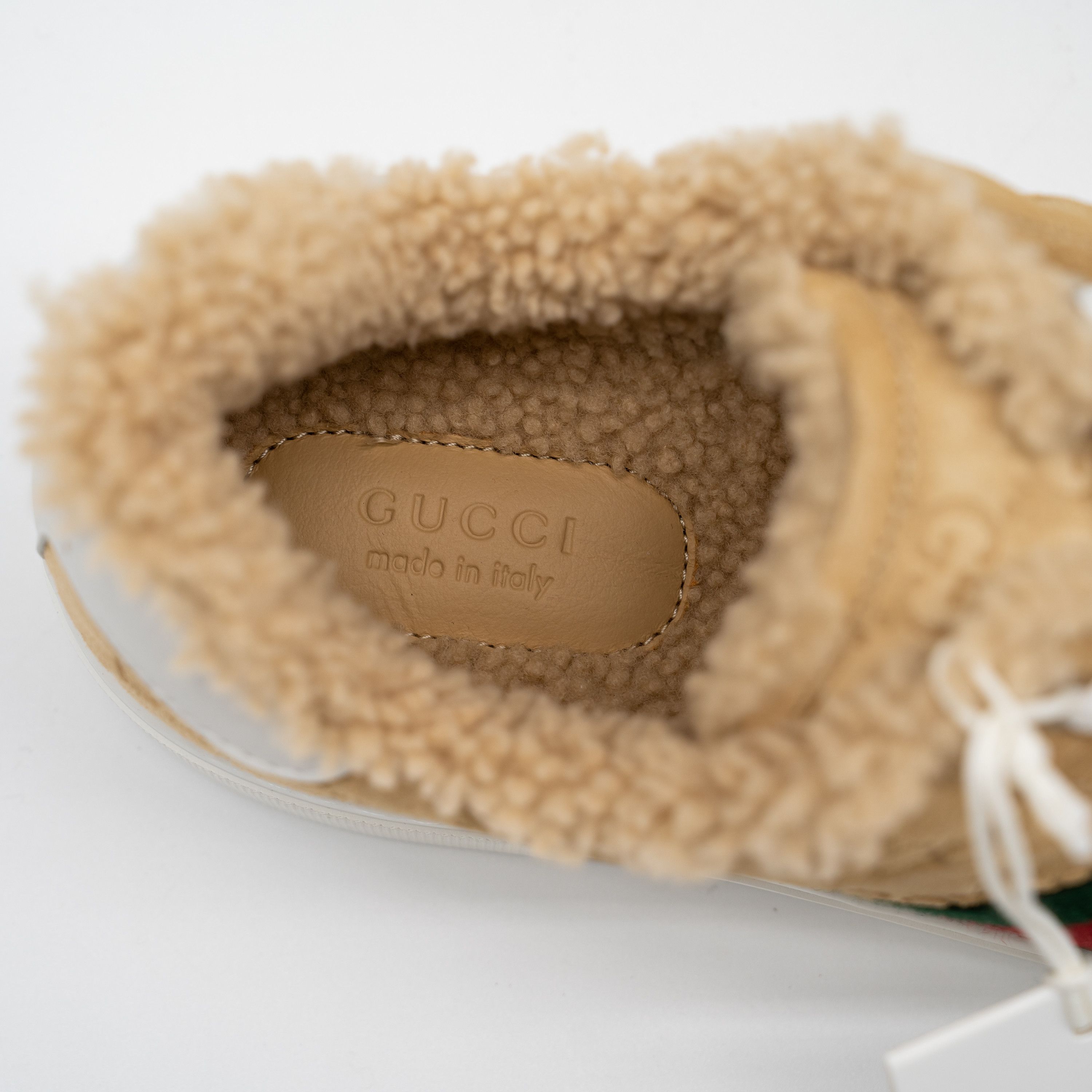 Gucci 9.5 US Gucci Ace GG Brown Mutton Fur Shearling Web Sneakers Size US 9.5 / IT 39.5 - 11 Thumbnail