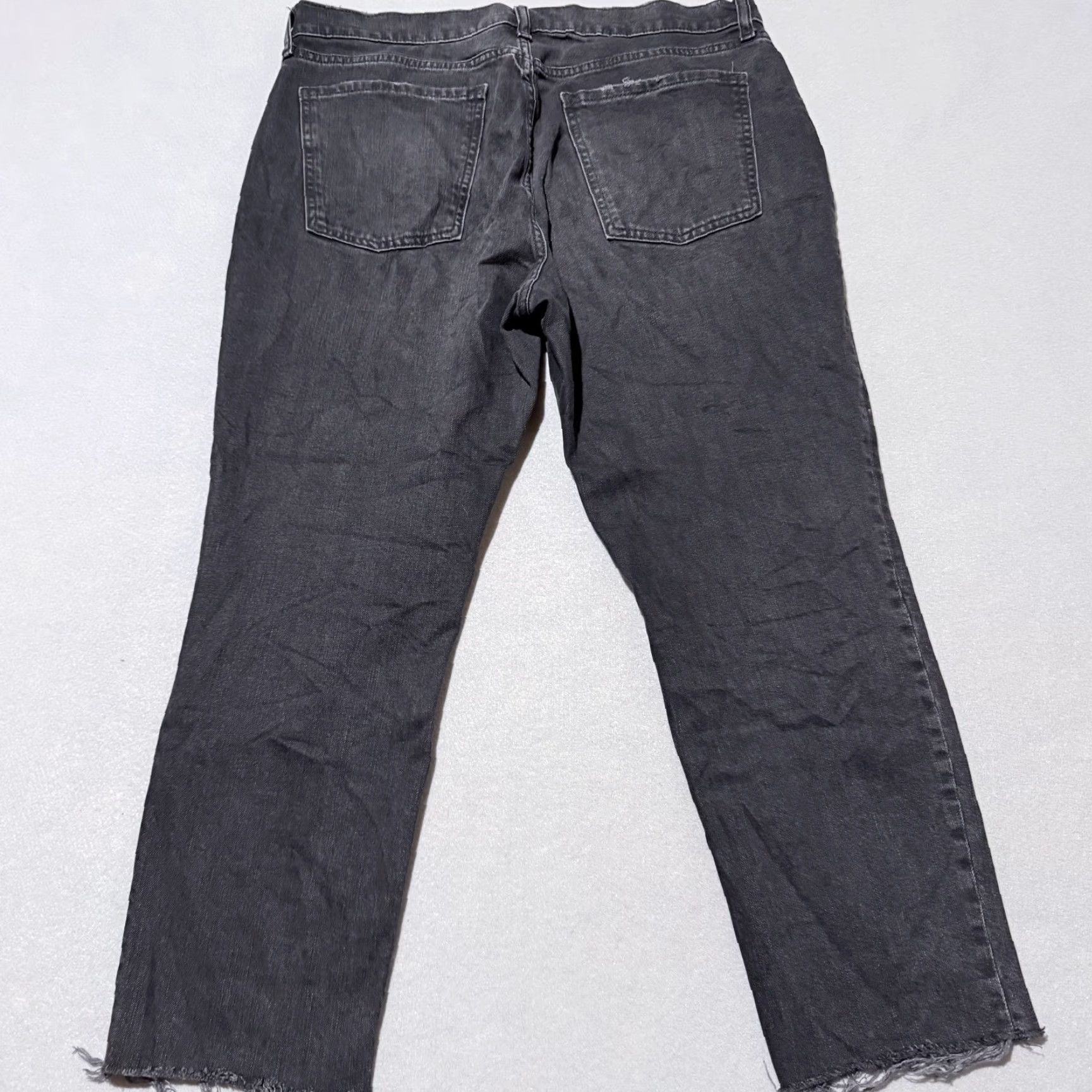 Old Navy Old Navy Boyfriend Jeans Women's Black Denim Dark Wash Distressed Frayed - 12 Size 34" / US 12 / IT 48 - 2 Thumbnail