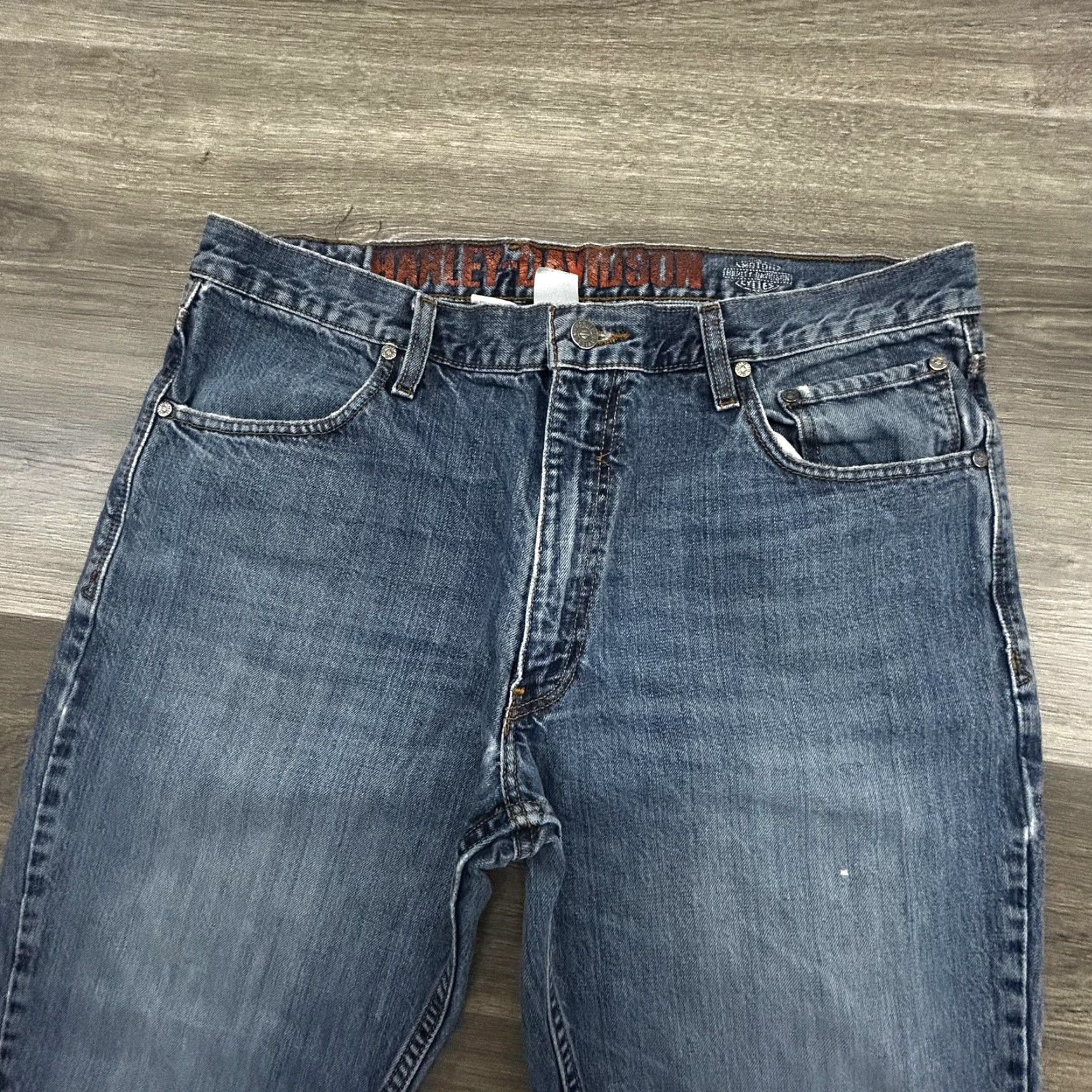 Harley Davidson Harley-Davidson Jeans Mens 36x31 Blue Relaxed Straight Denim Distressed Pockets Logo 5-pocket Denim Casual Mens Jeans Size US 36 / EU 52 - 4 Thumbnail