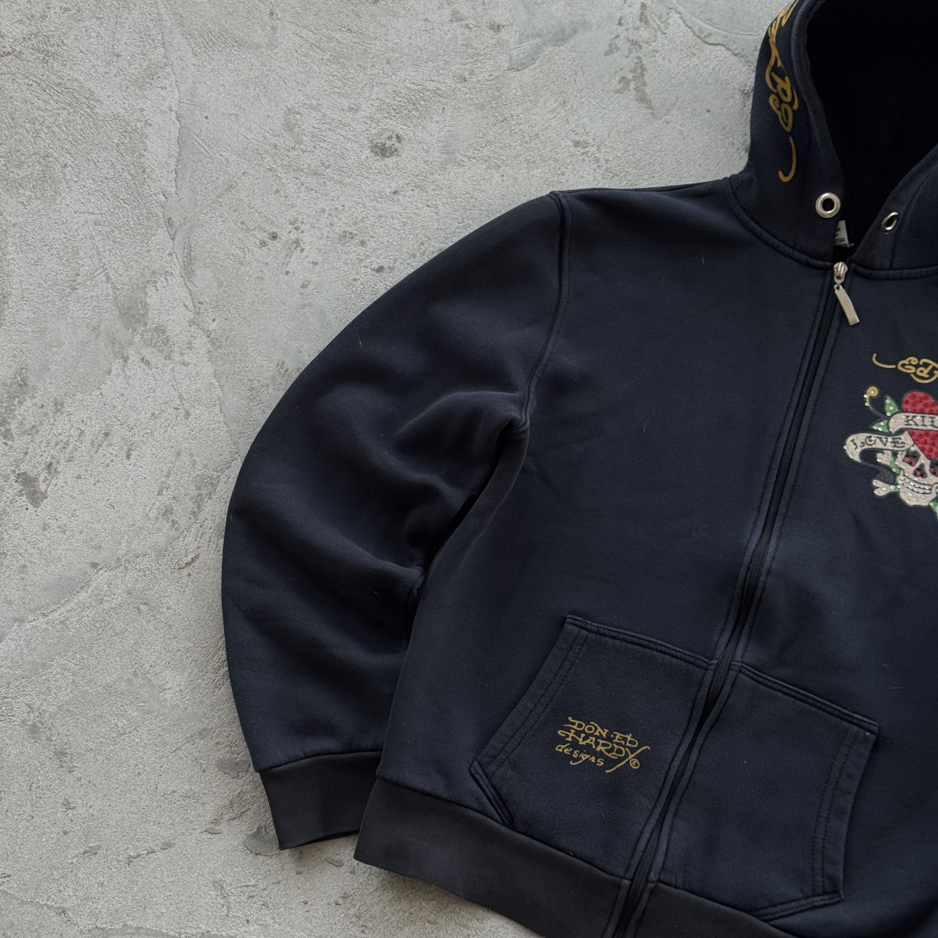 Ed Hardy Vintage 90s Ed Hardy Zip Hooded Sweatshirt Size M / US 6-8 / IT 42-44 - 4 Thumbnail